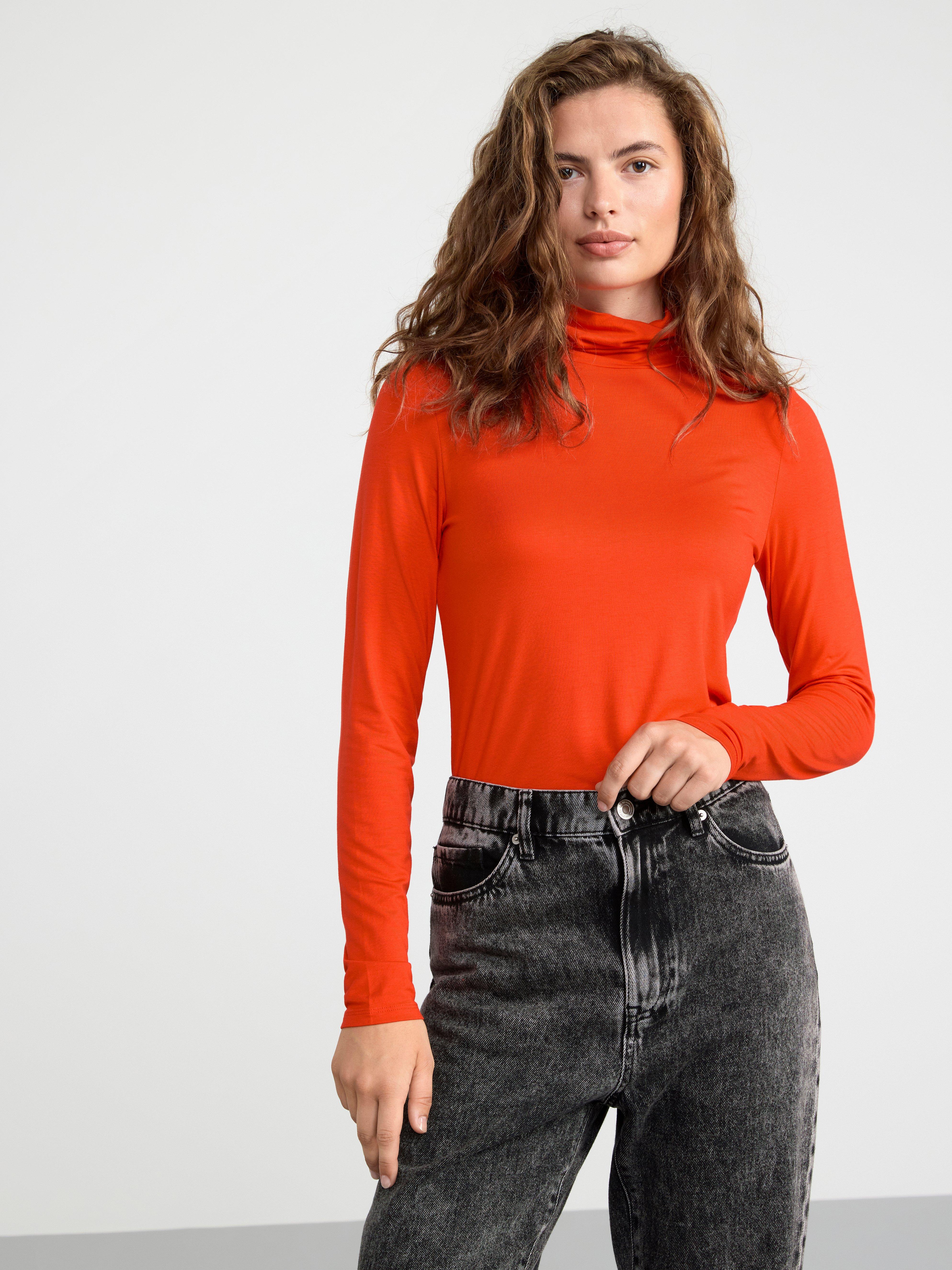 red turtle neck tops