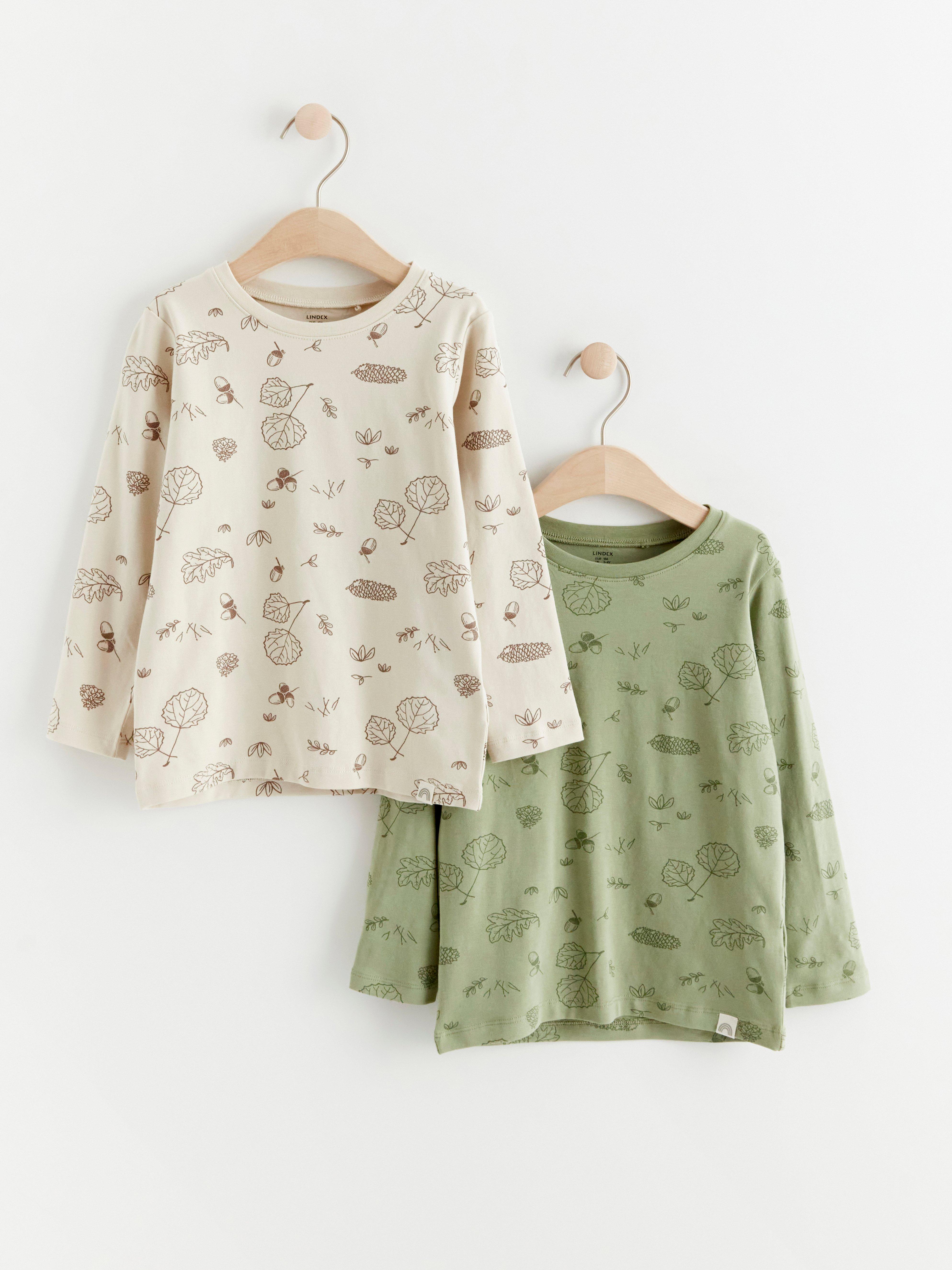 2-pack långärmade toppar med löv