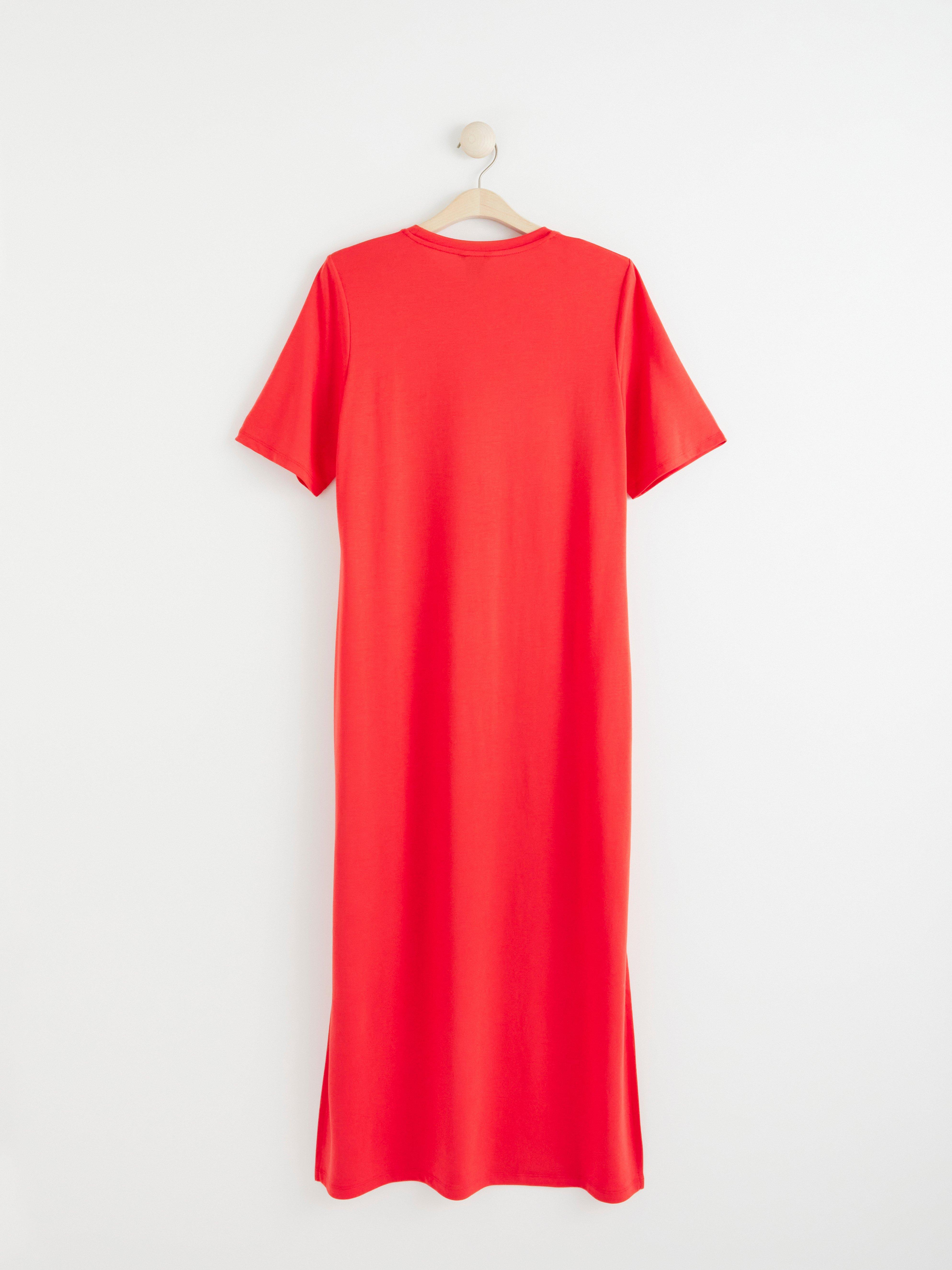 knee length dresses for ladies Cream Short Sleeve Side Slit Maternity T-Shirt Midi Dress – PinkBlush