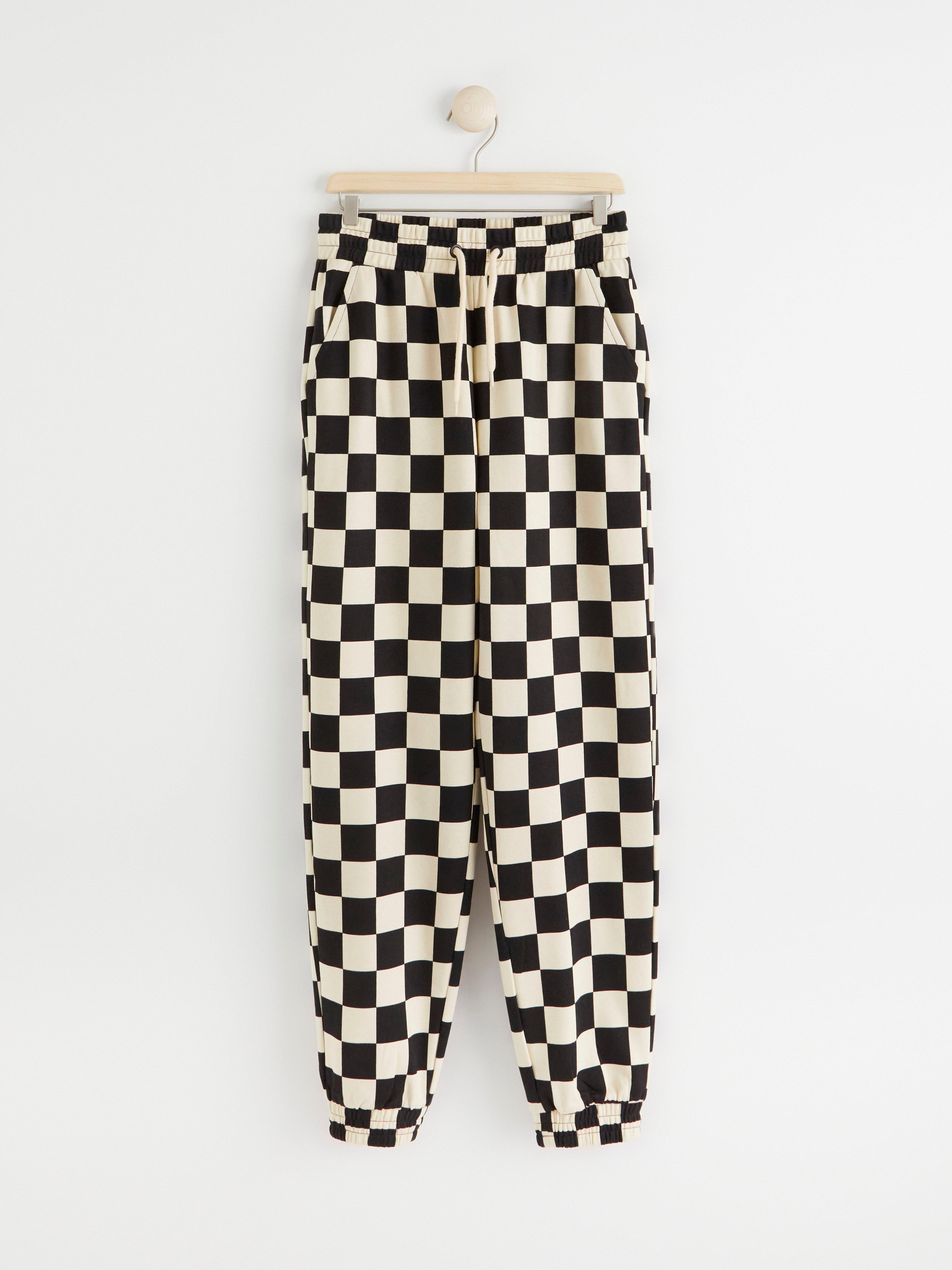 Checked sweatpants with brushed inside Lindex Poland