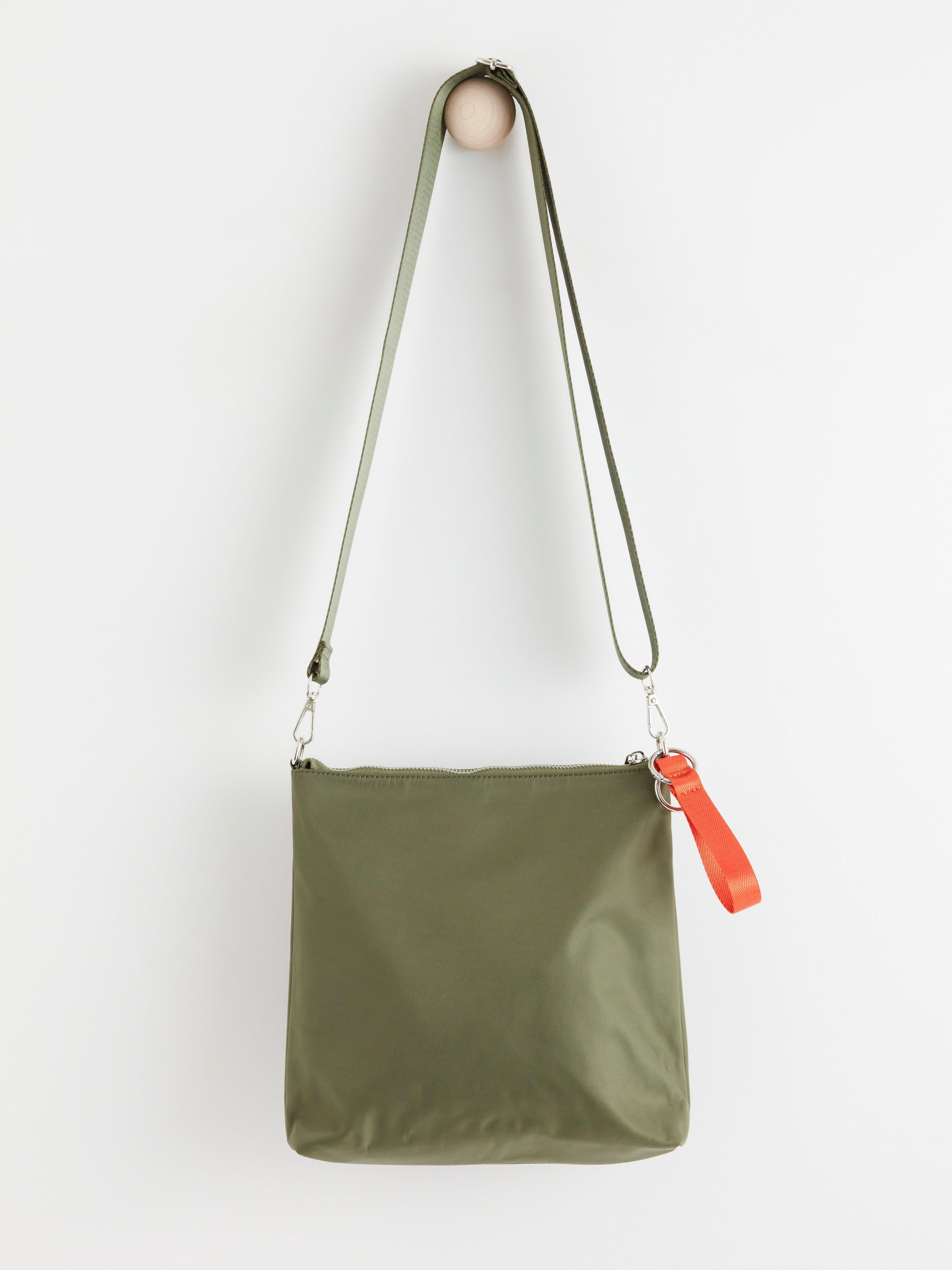 green messenger bag