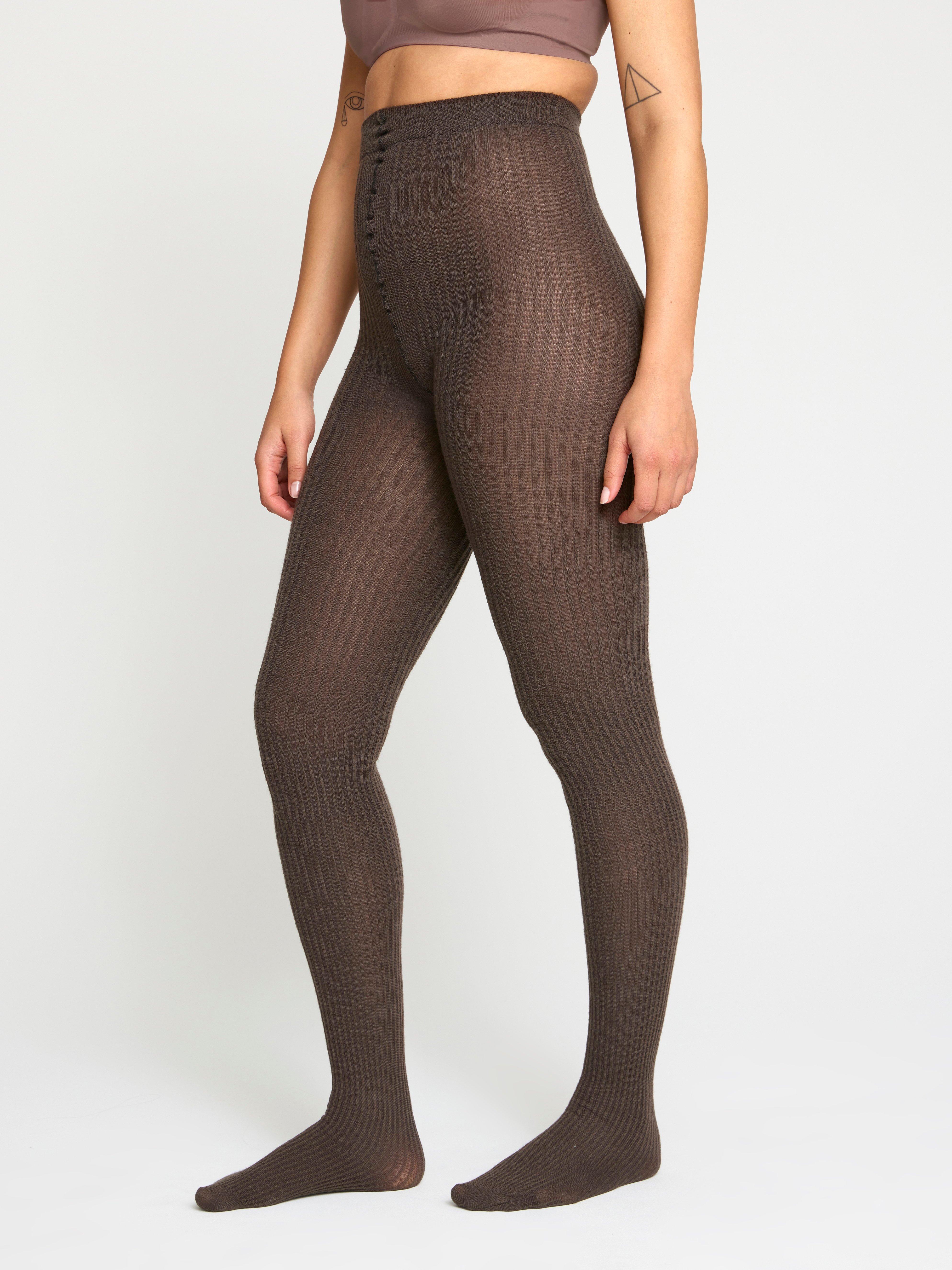 Ribbed wool blend tights