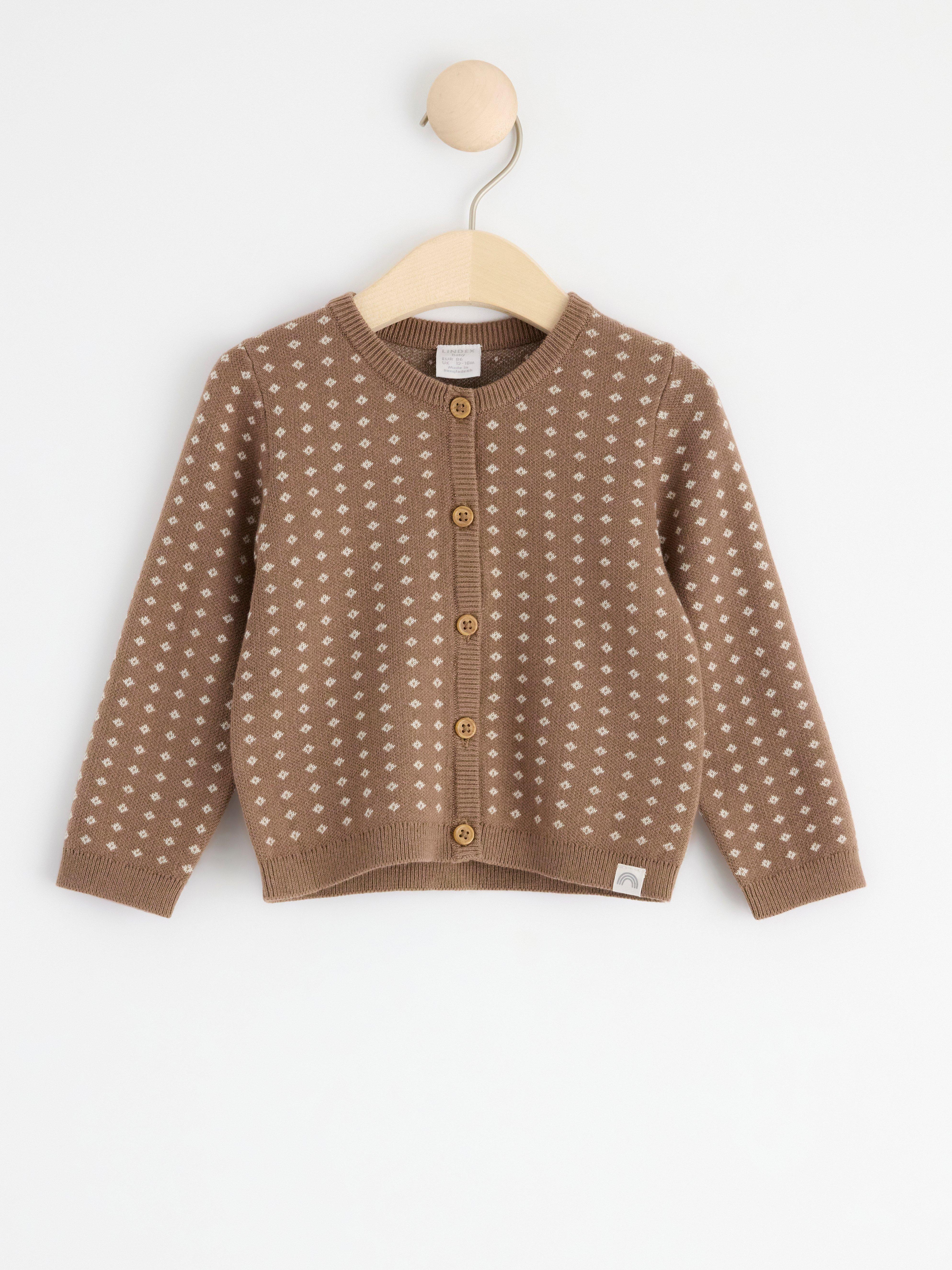 Stickad, mönstrad cardigan