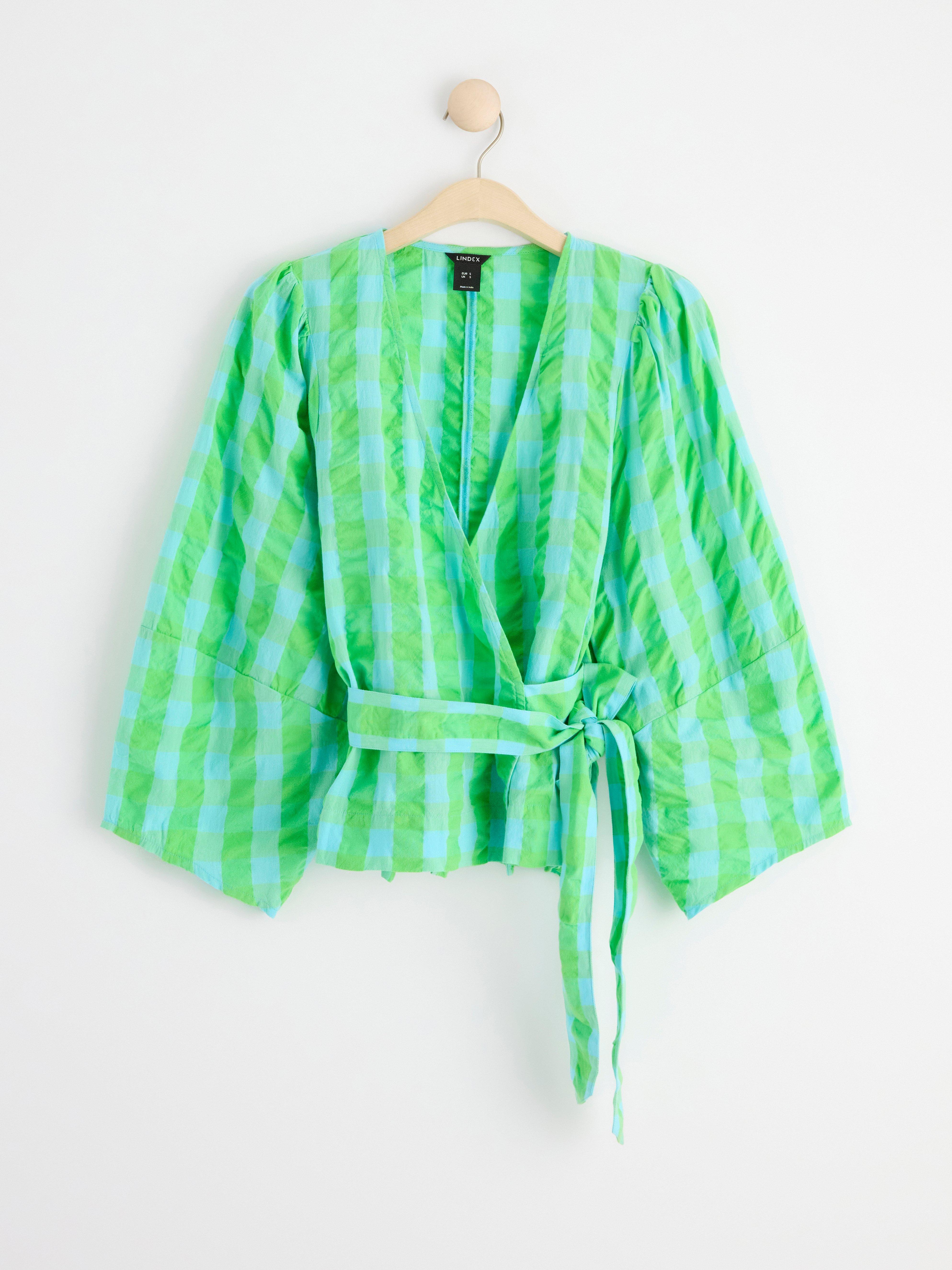 Omslagsbluse - Dame - Turkis