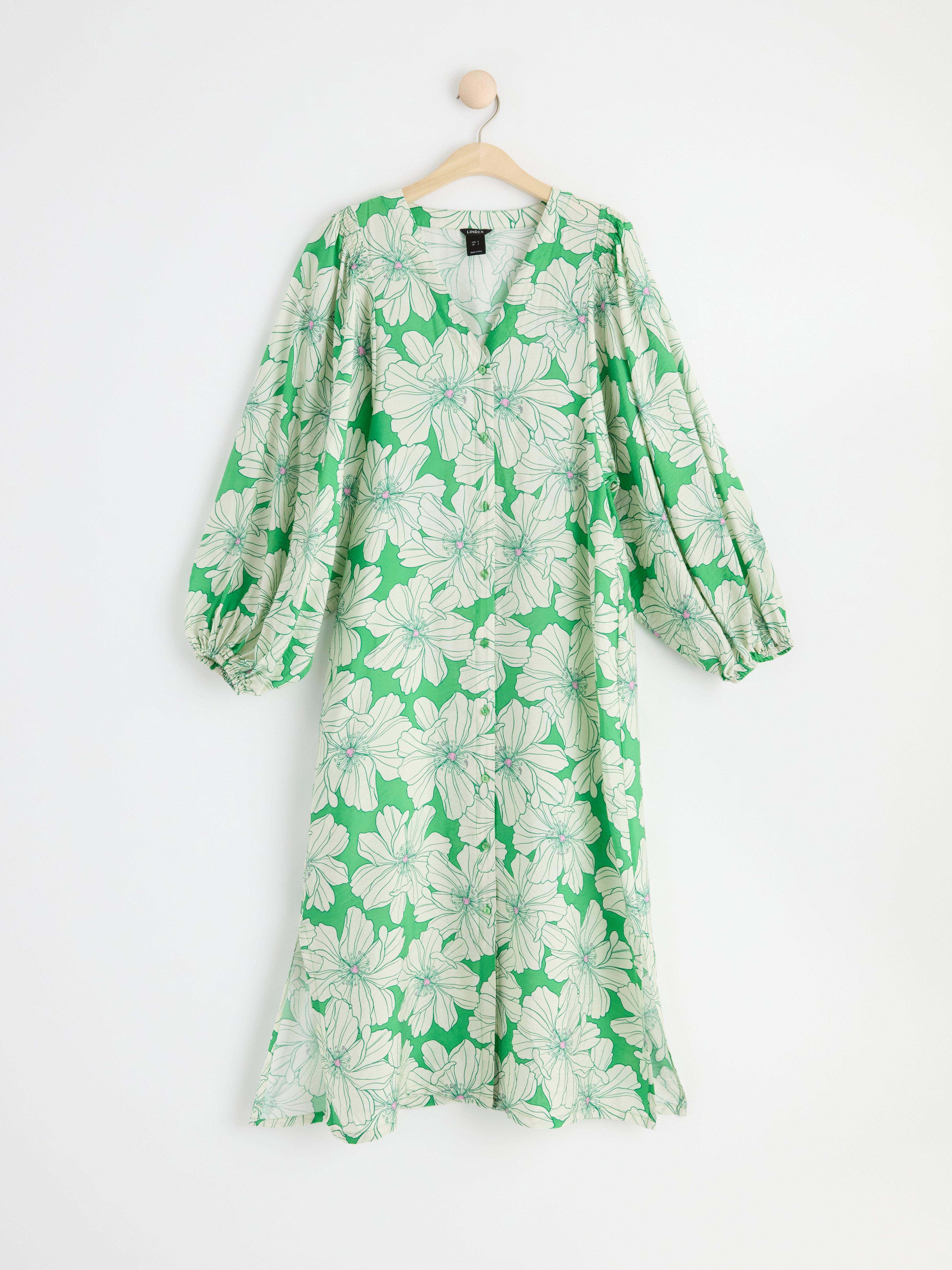 Long sleeve midi dress with flowers | Lindex