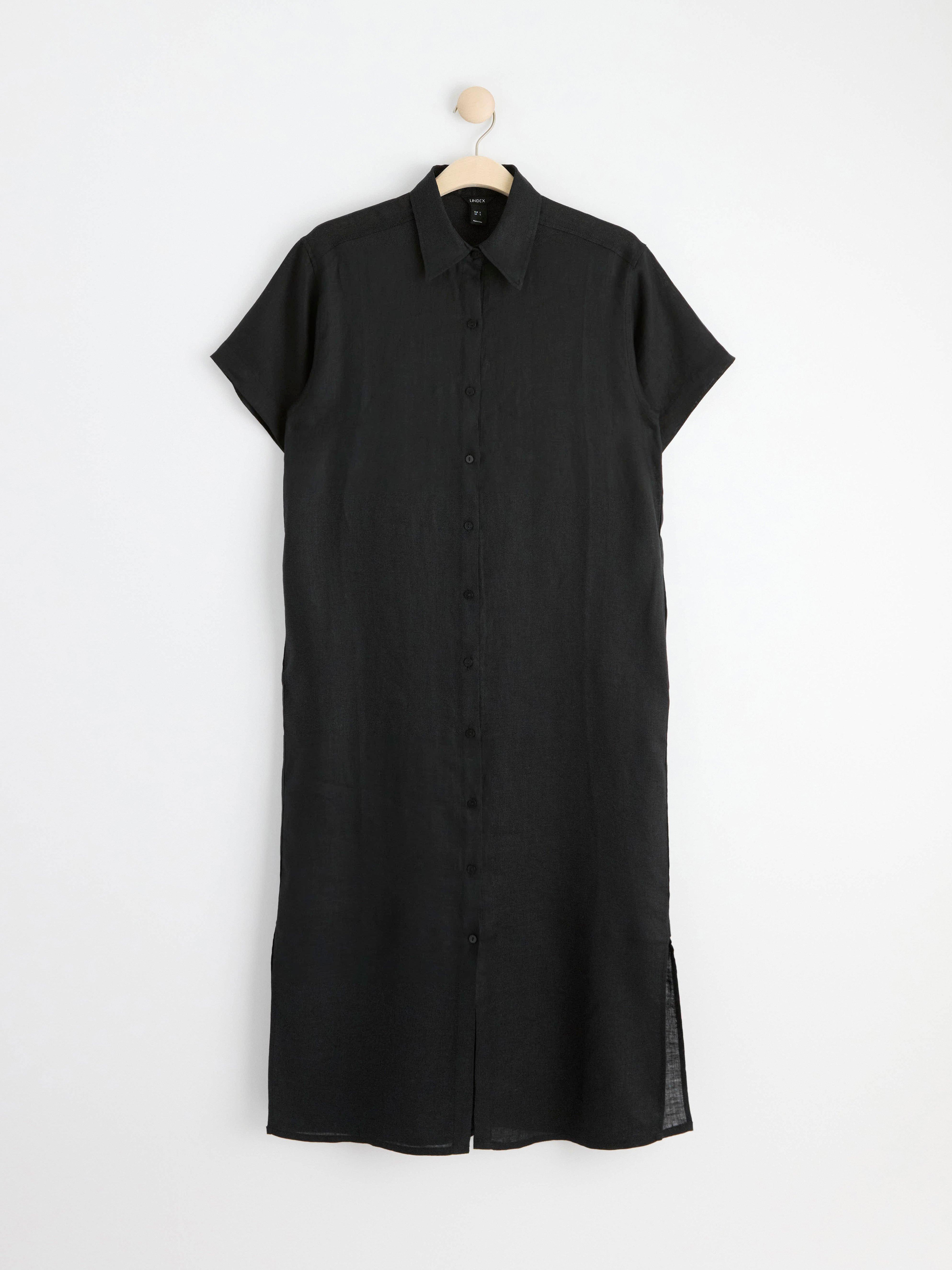 Black linen shirt dress uk best sale