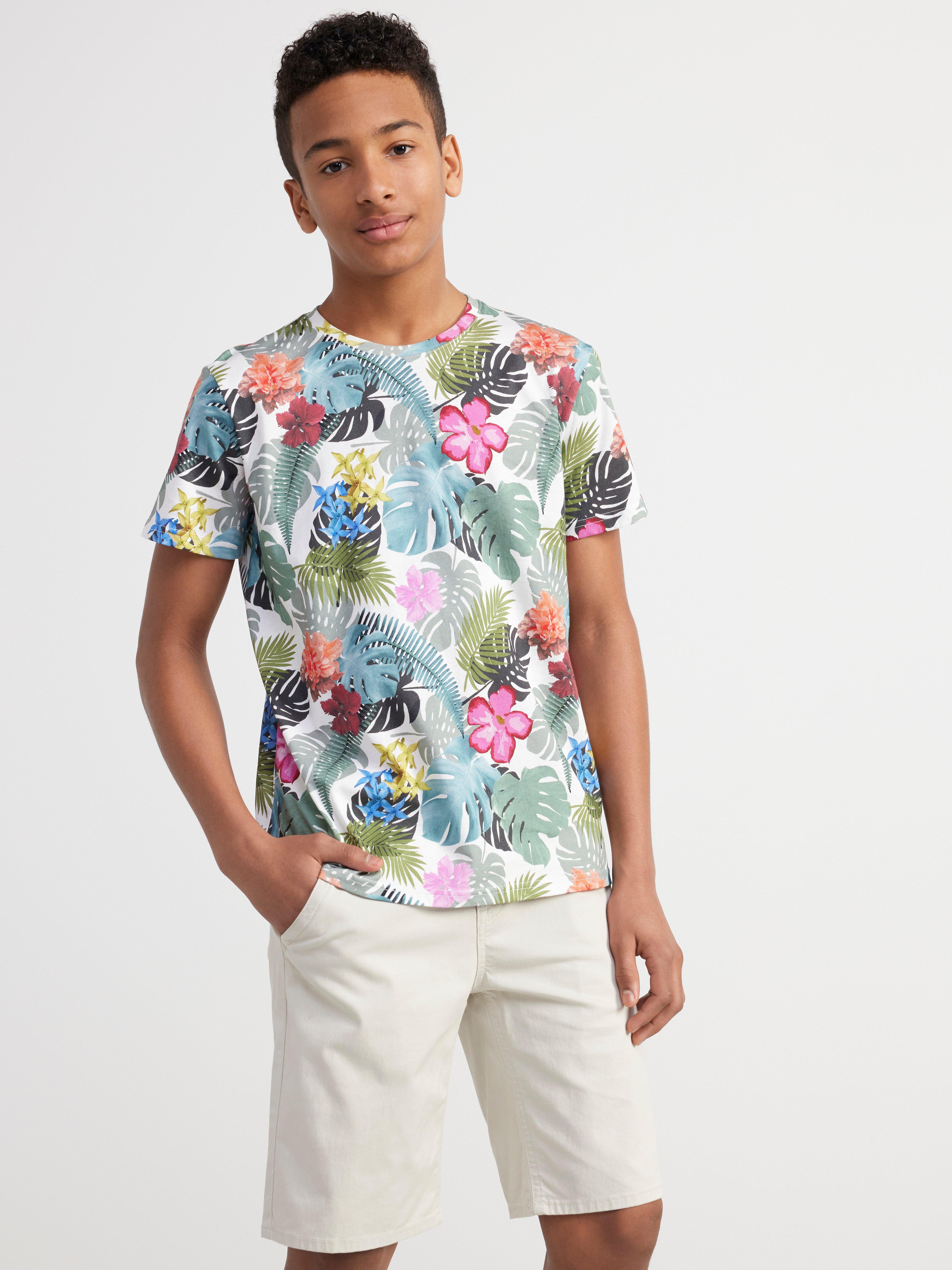T-shirt med tropiskt mönster