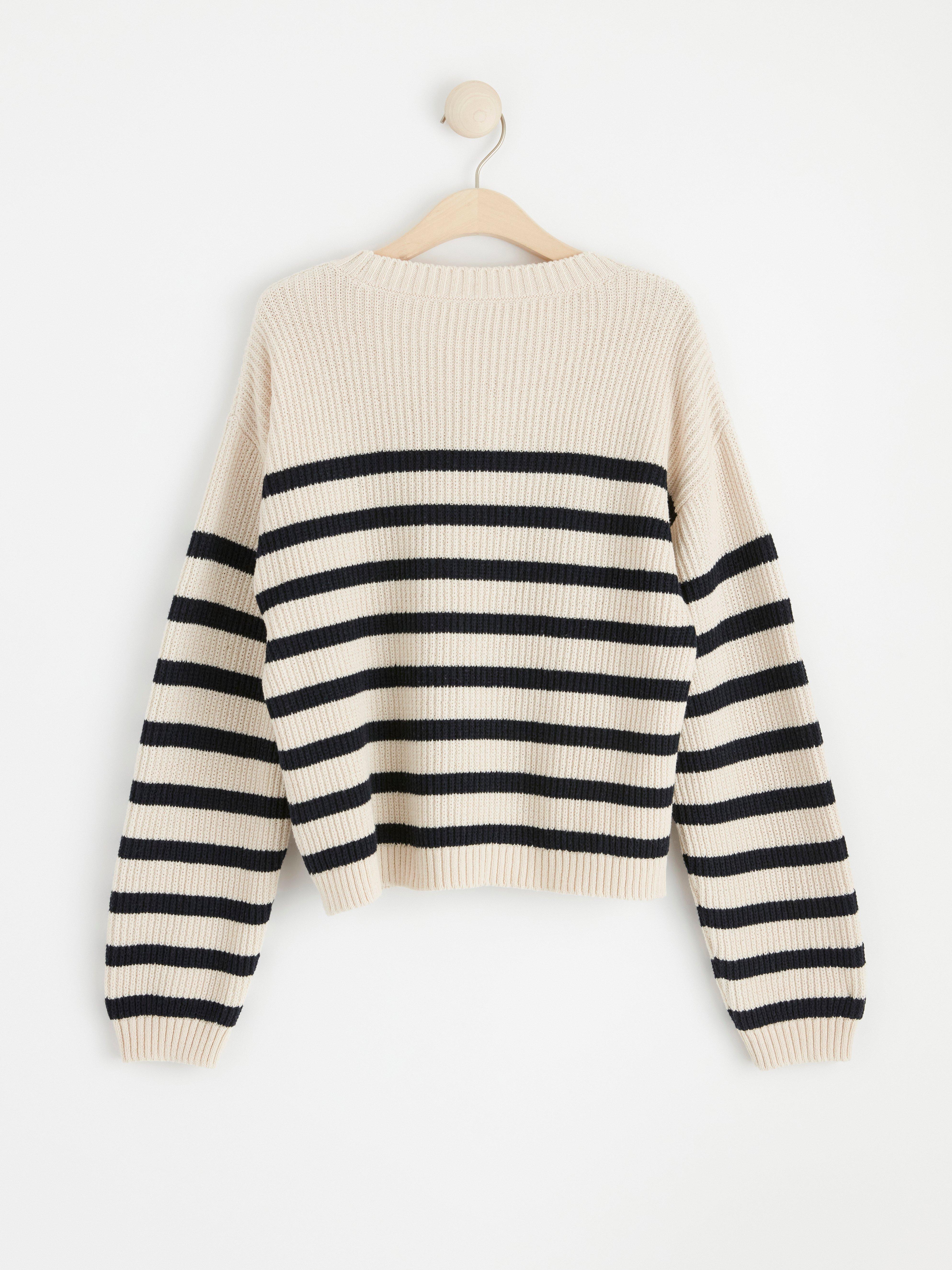 Striped rib-knitted jumper