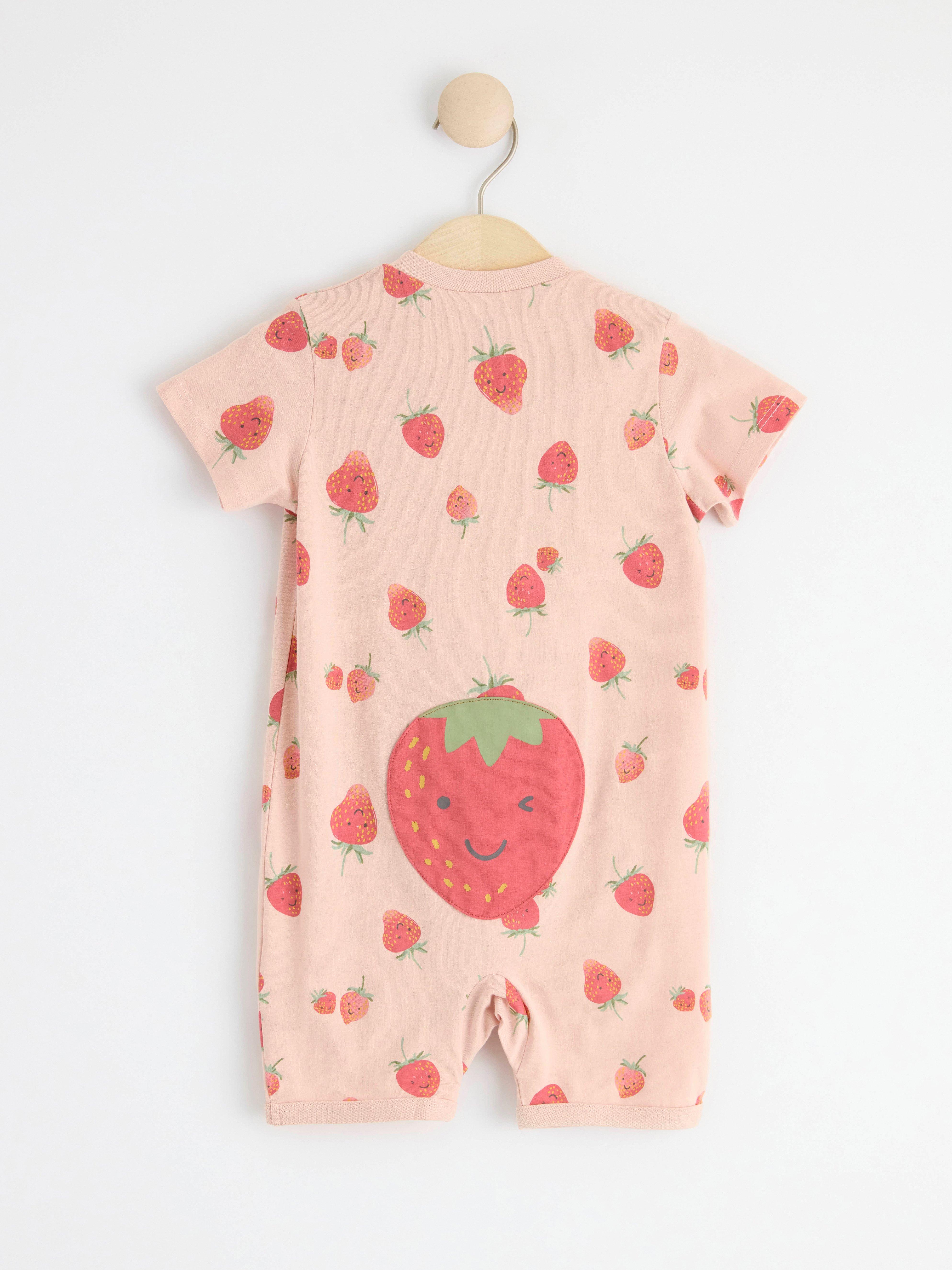 Pyjama romper with strawberries - Main Image
