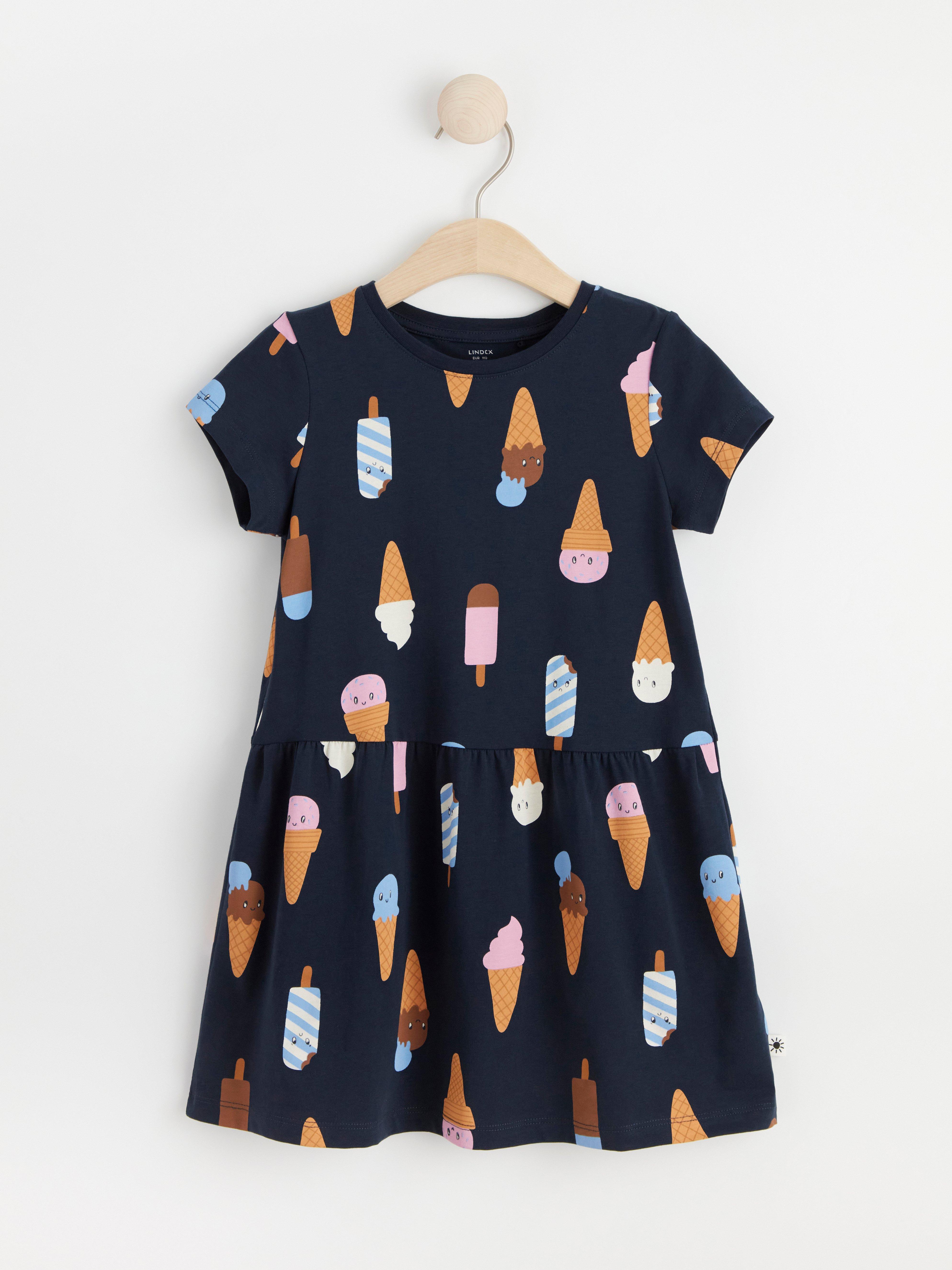 white christmas dresses Girls' ice cream print sleeveless twirl dress – Little Stocking Company