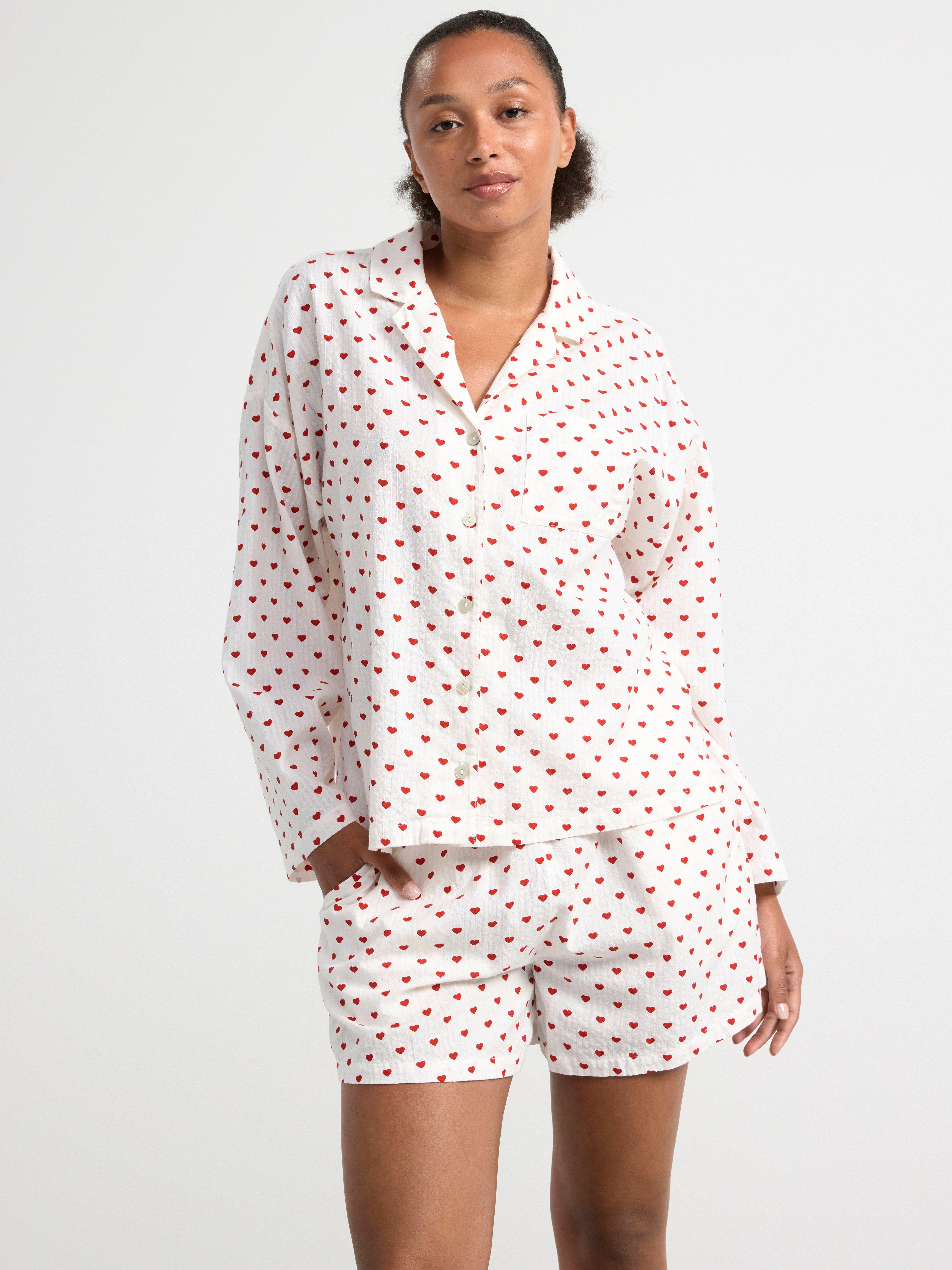 Seersucker pyjama set with shirt and shorts