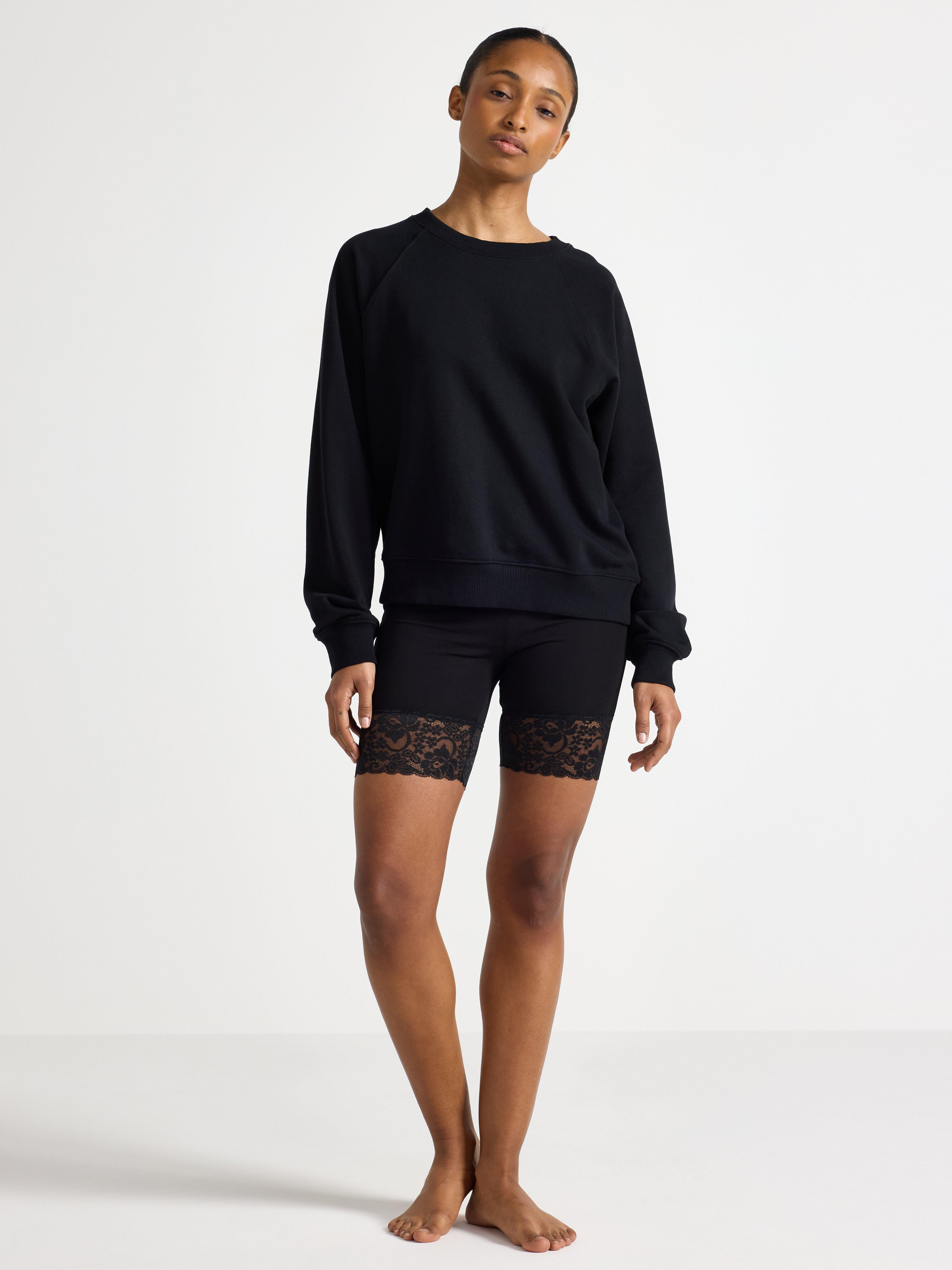black cycling shorts with lace trim