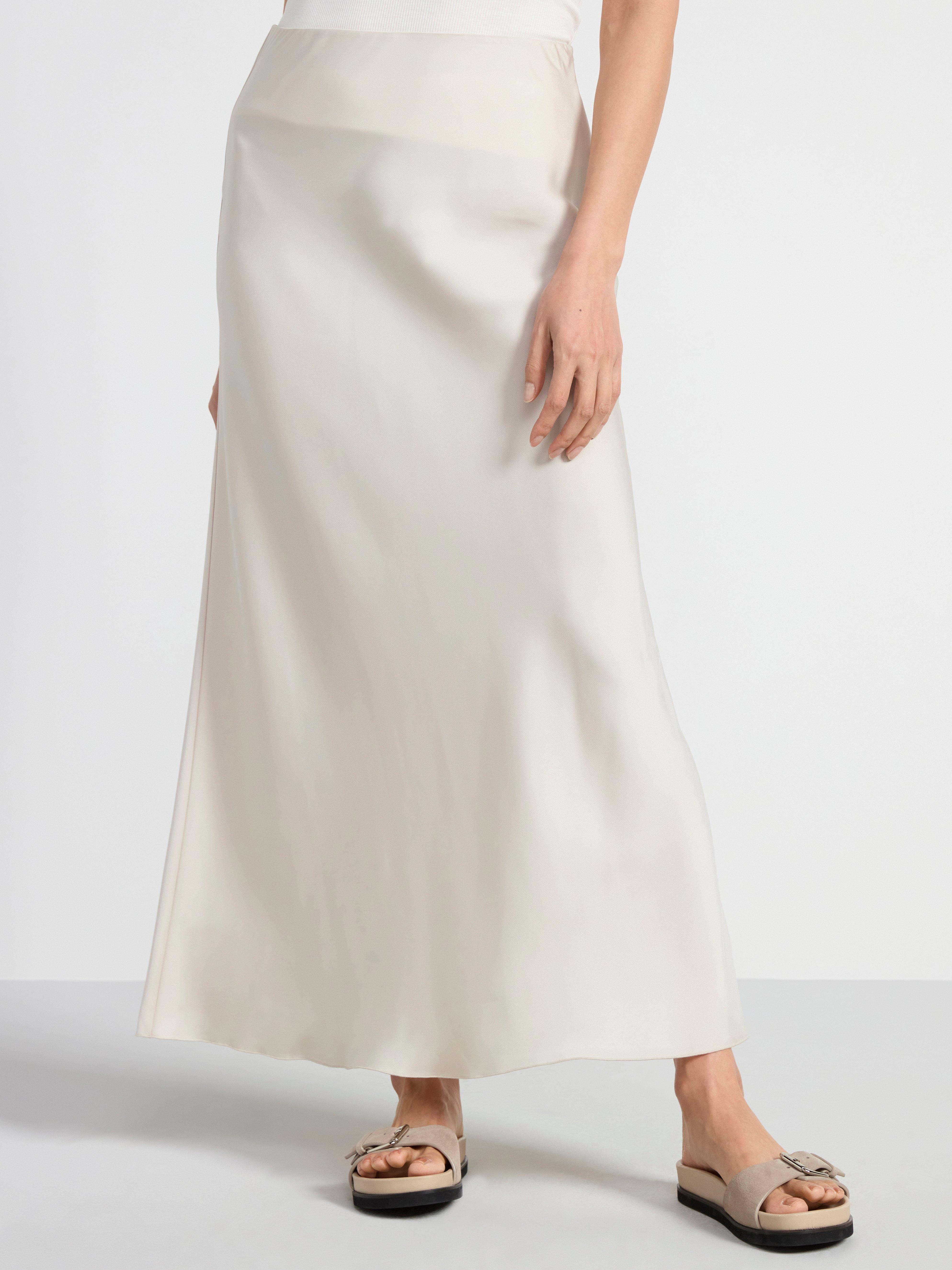 Beige satin maxi outlet skirt