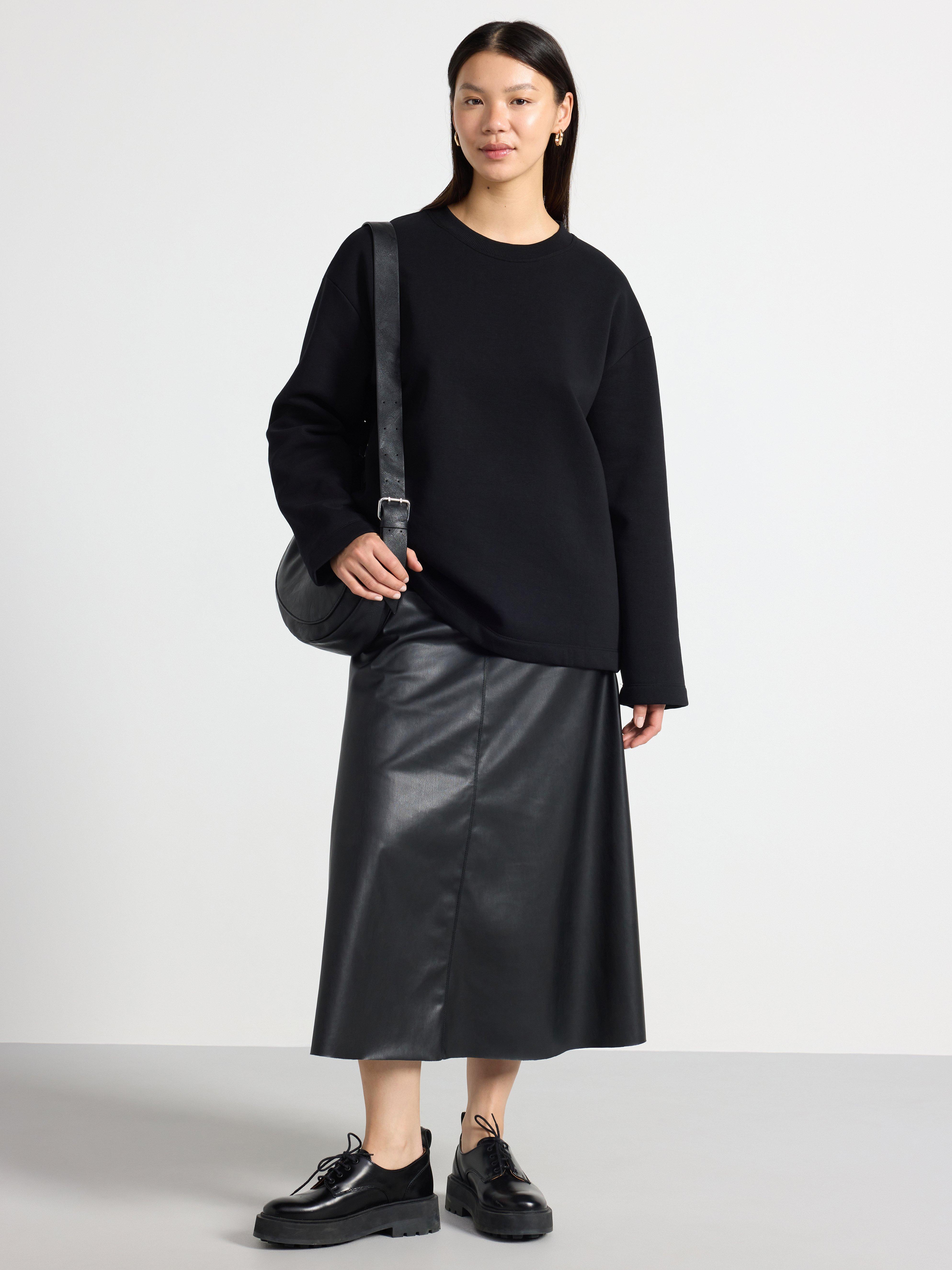 Faux leather midi skirt with zip sales
