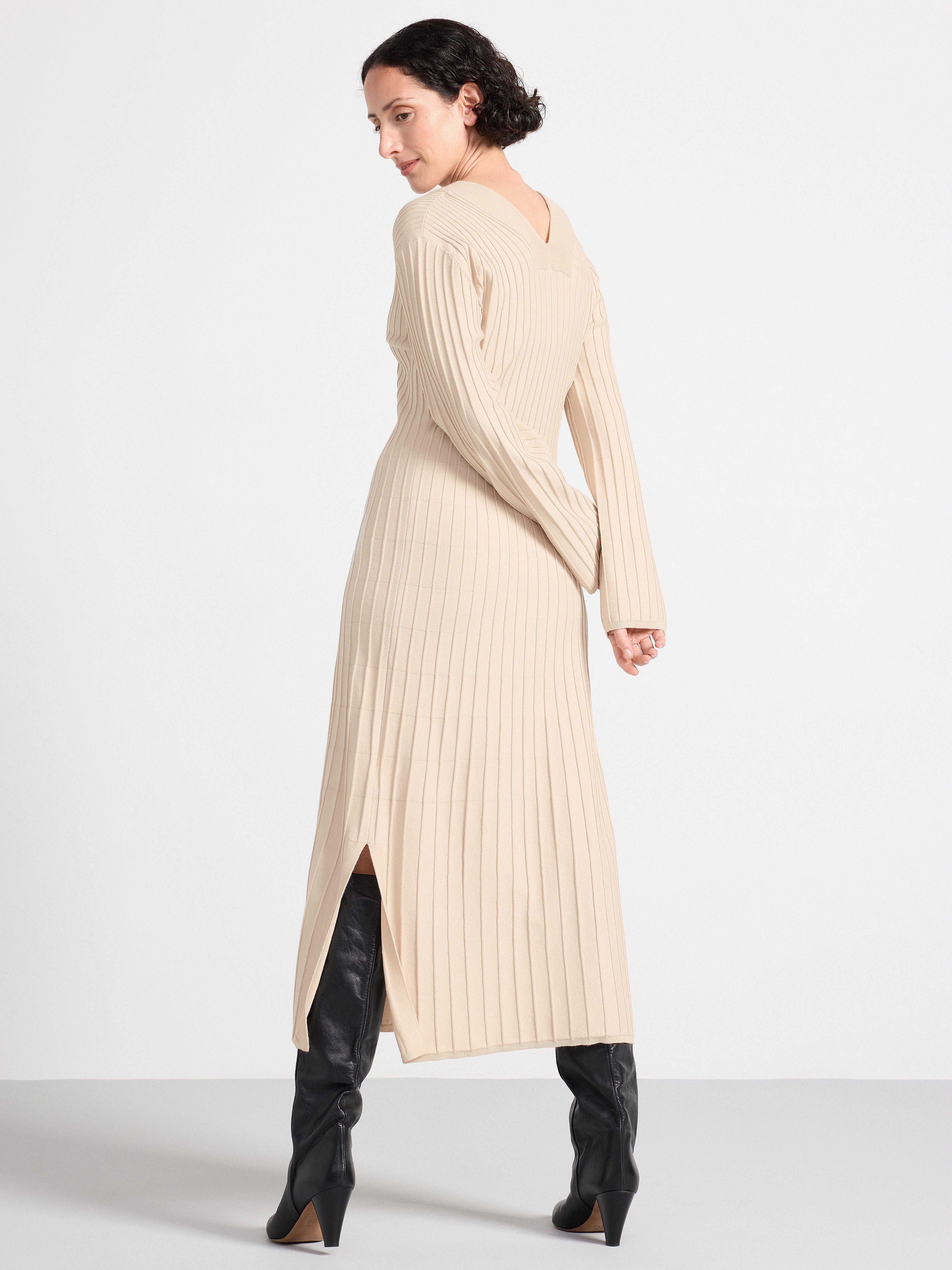 Beige long sleeve hot sale maxi dress