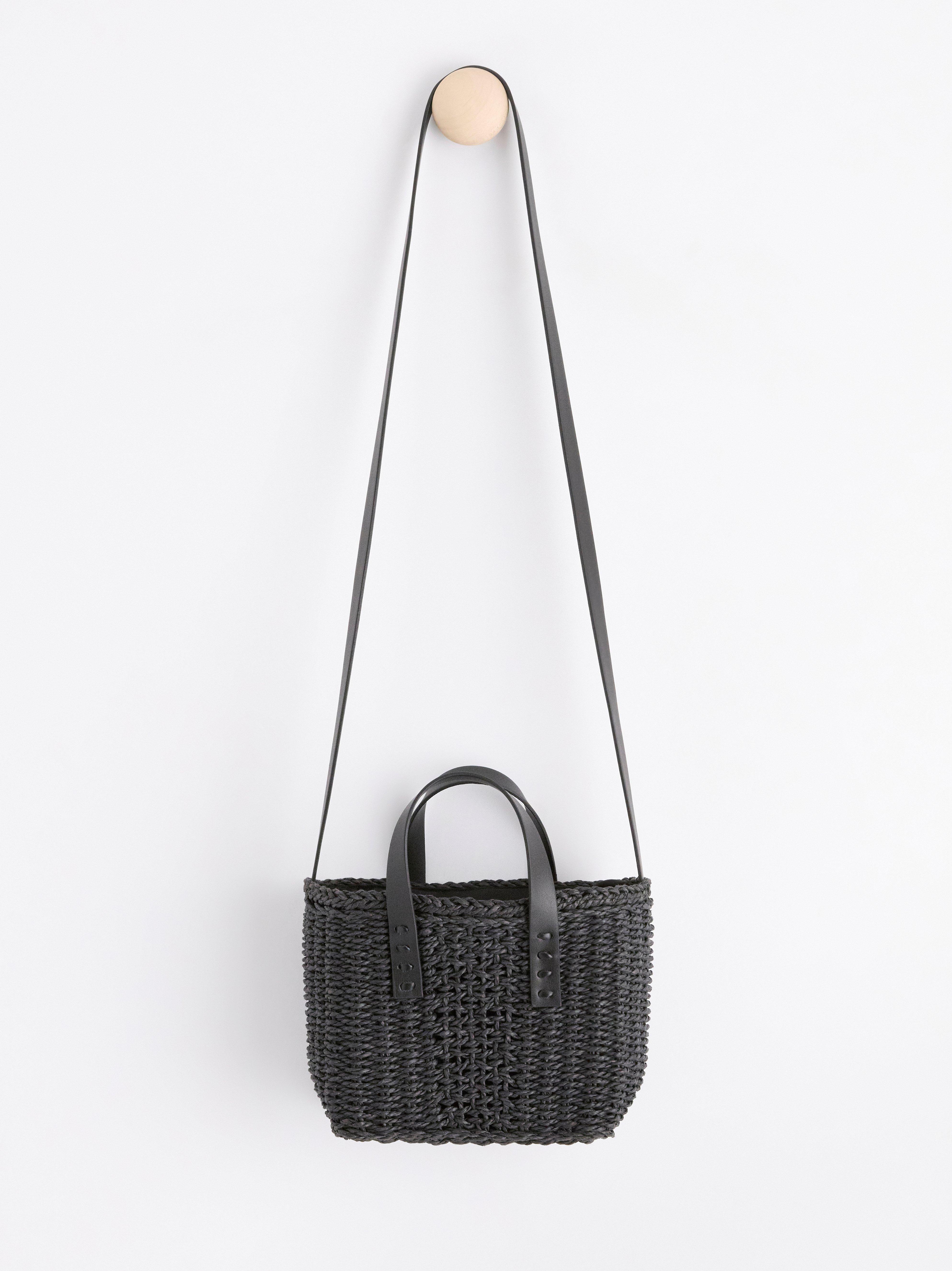 Zara black straw discount bag