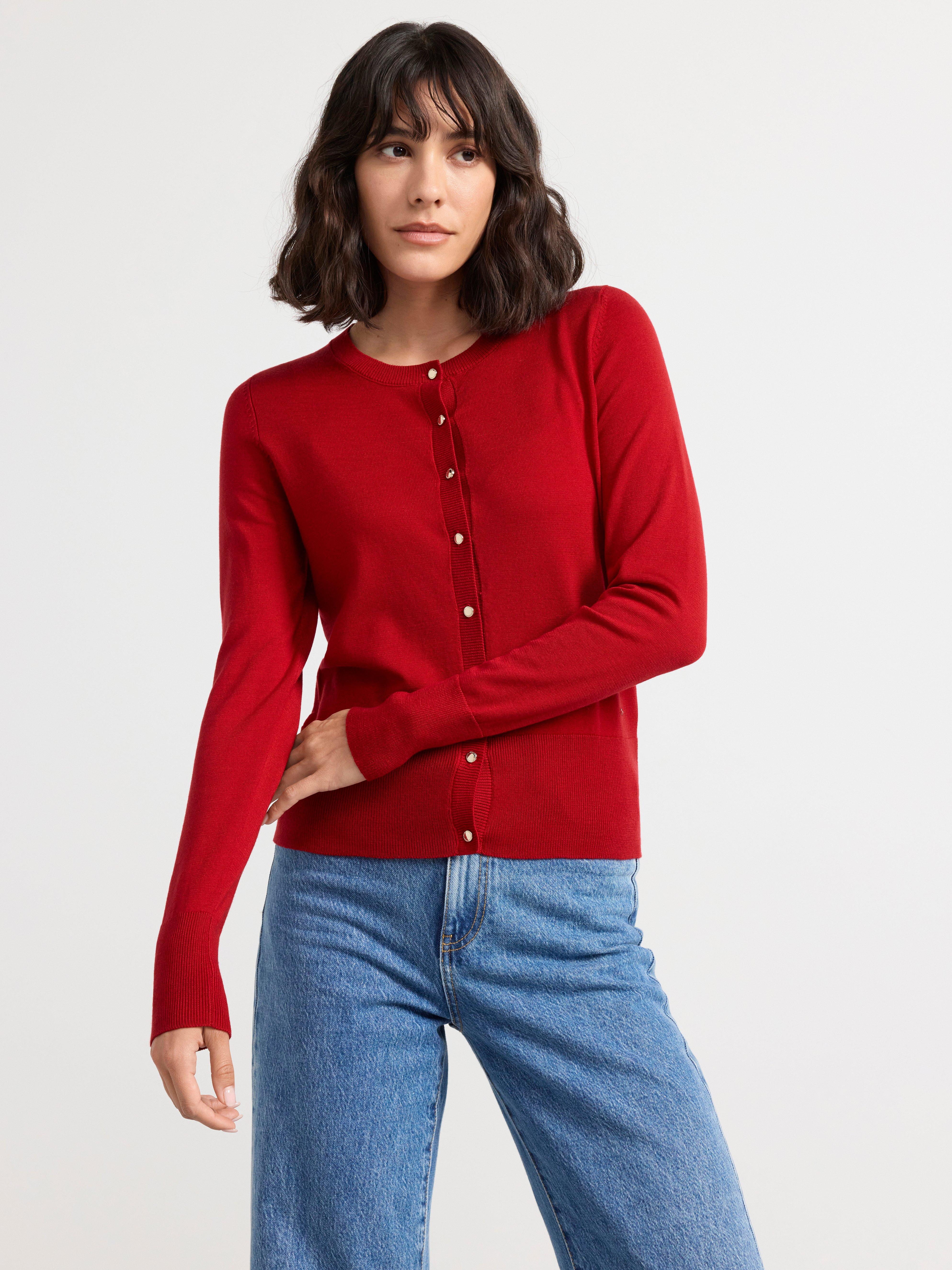 Red fine deals knit cardigan