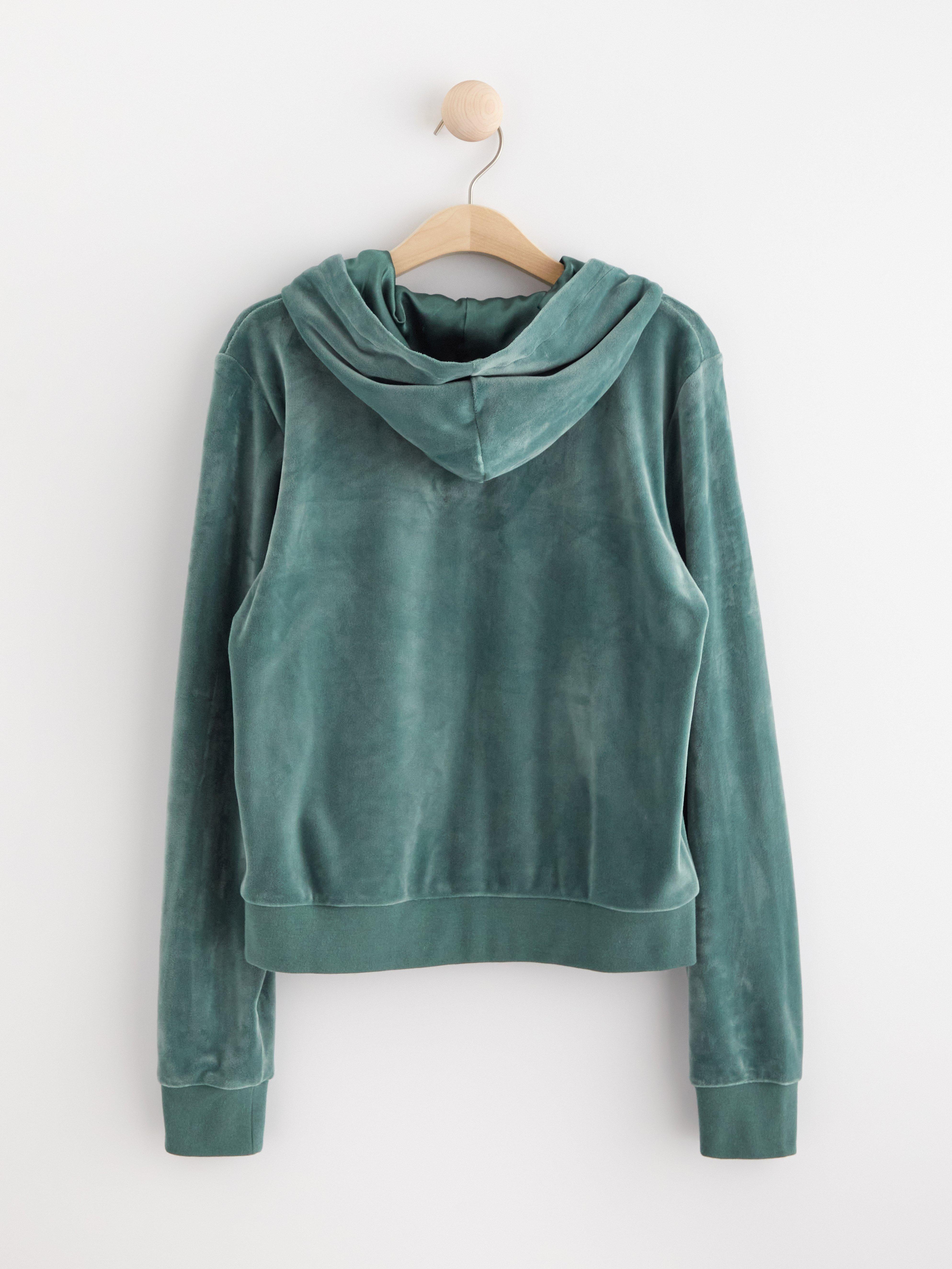 Velour zip hoodie | Lindex