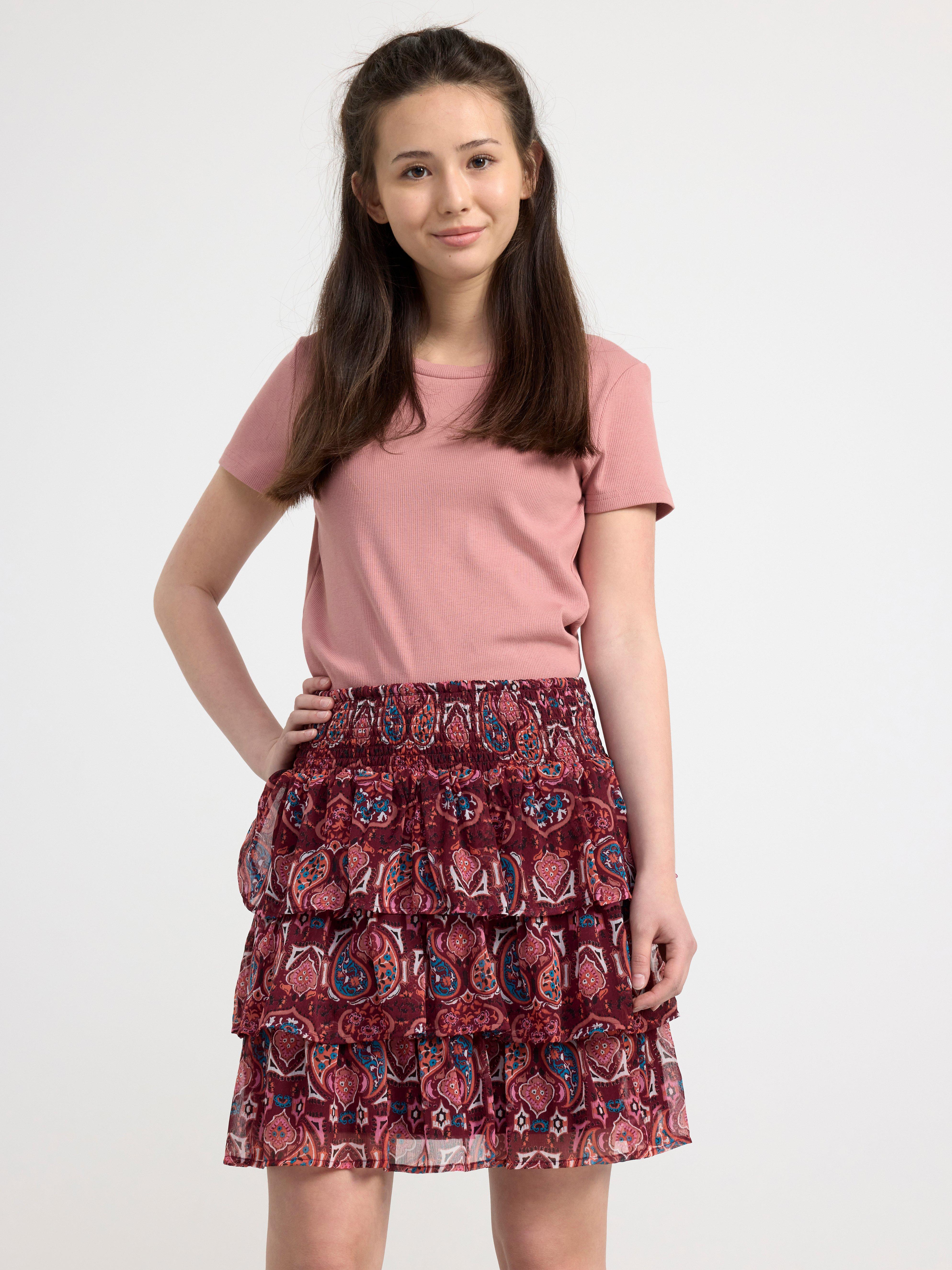 Patterned chiffon flounce skirt