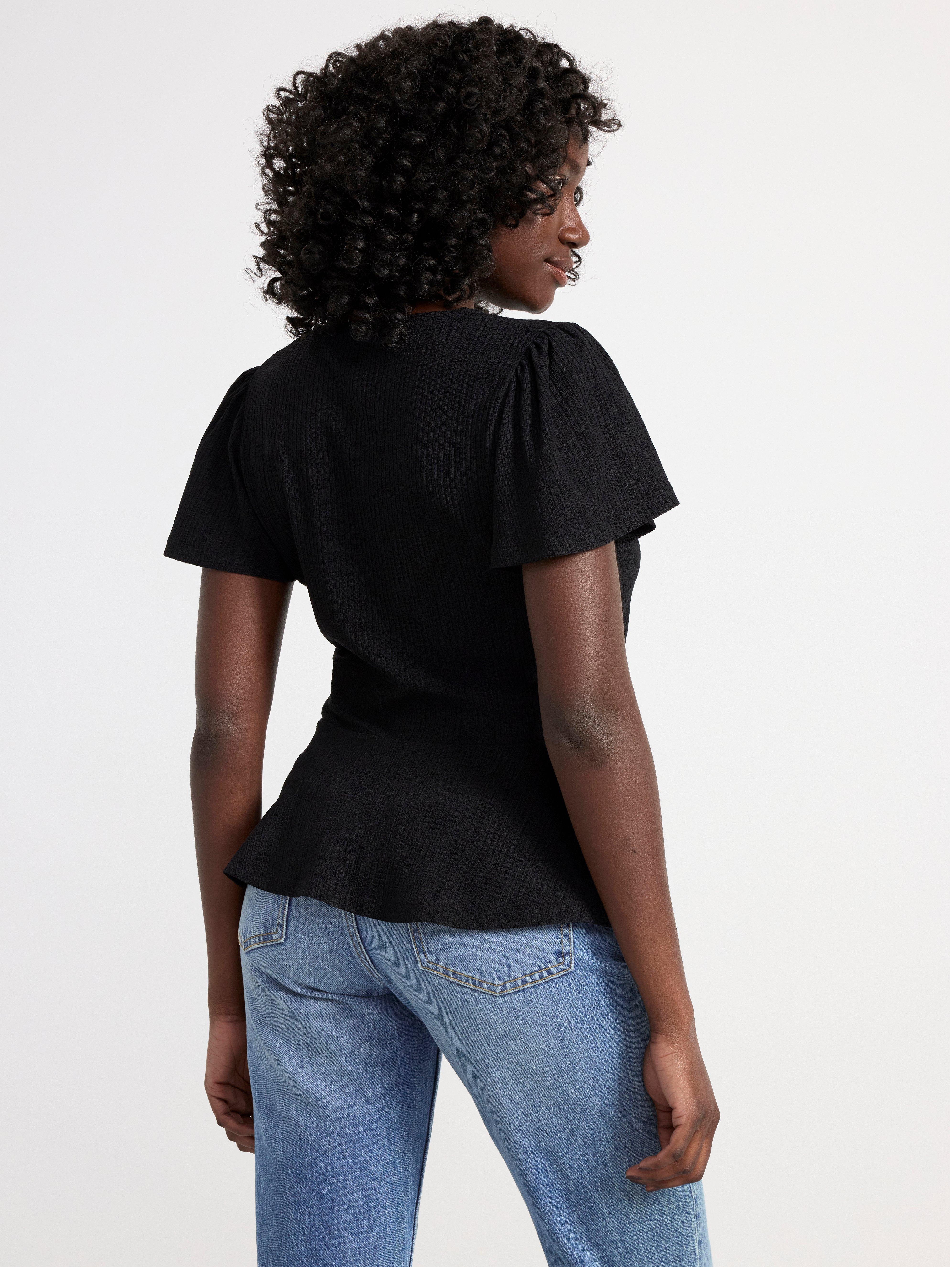 Black short store sleeve peplum top