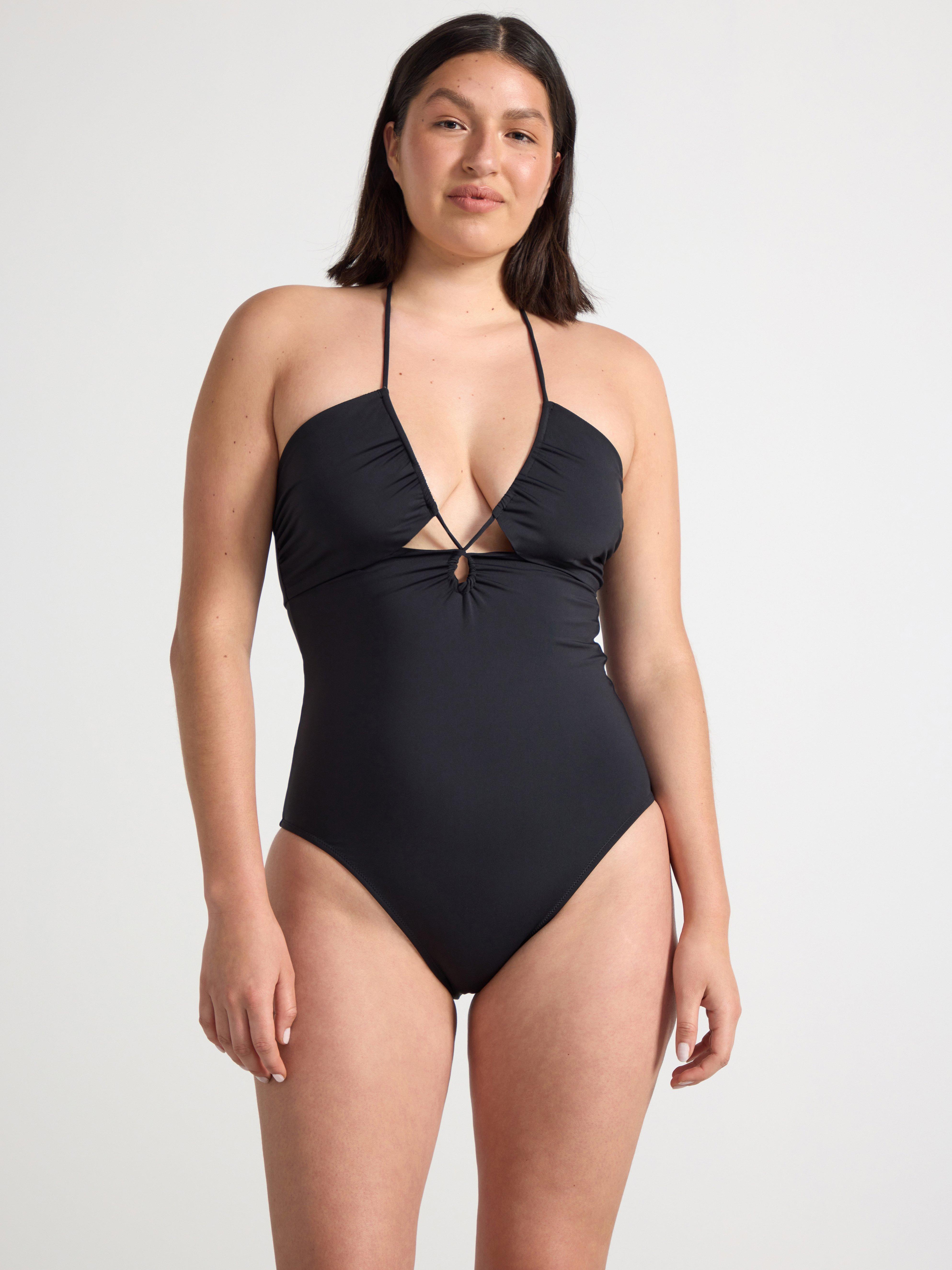 Black high leg swimsuit best sale