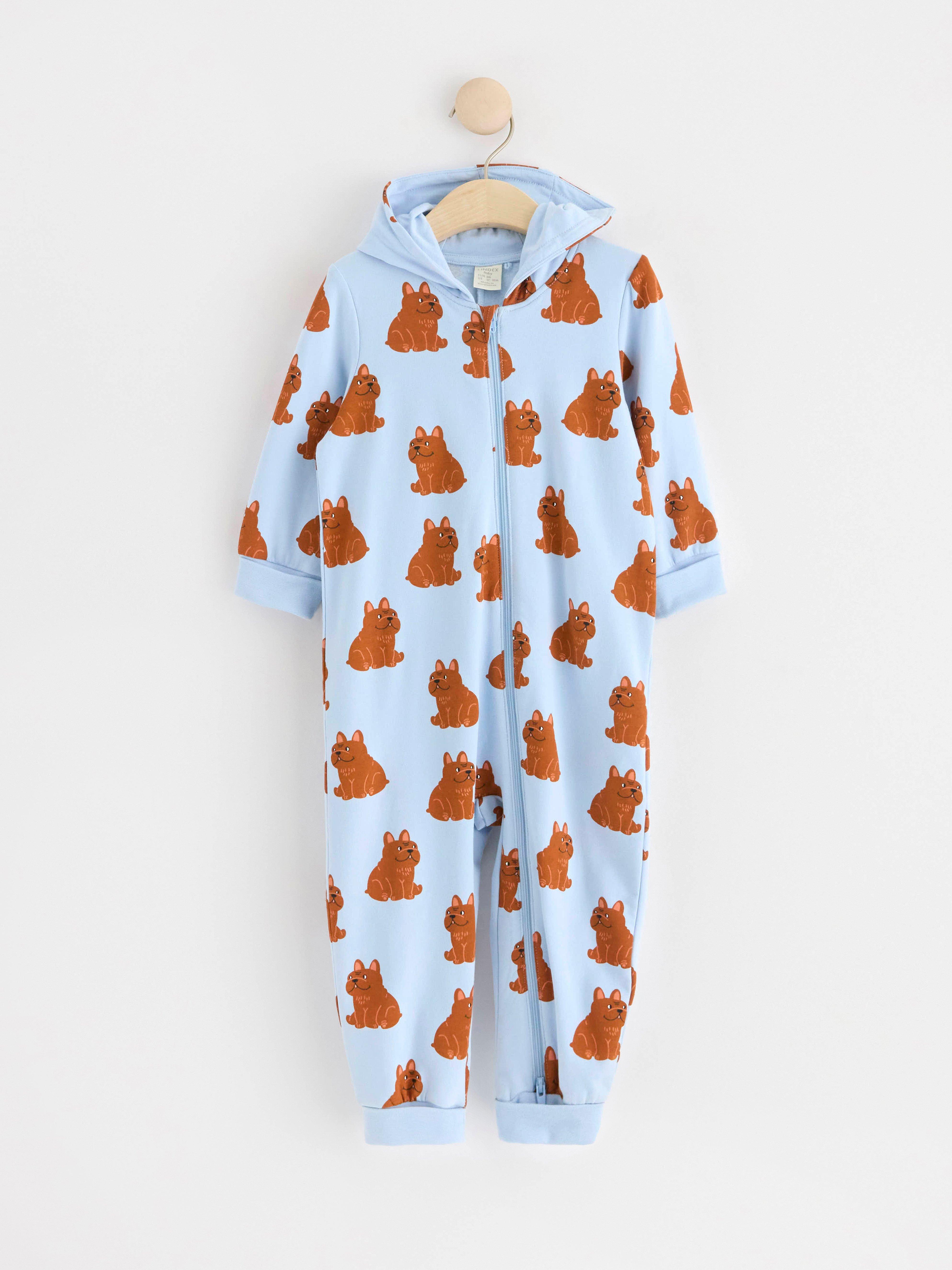 Hundmönstrad onesie med huva