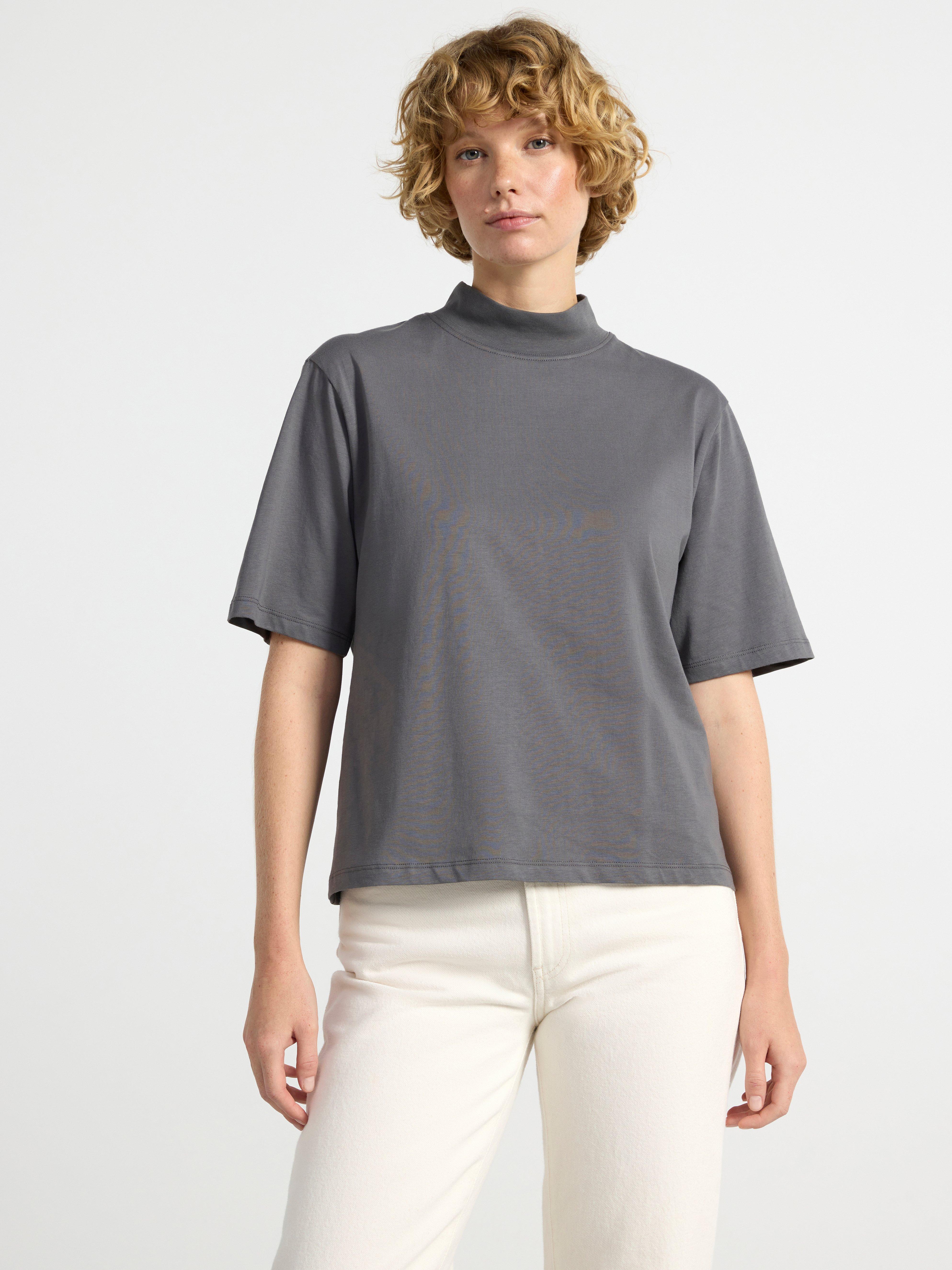 Grey mock neck outlet top