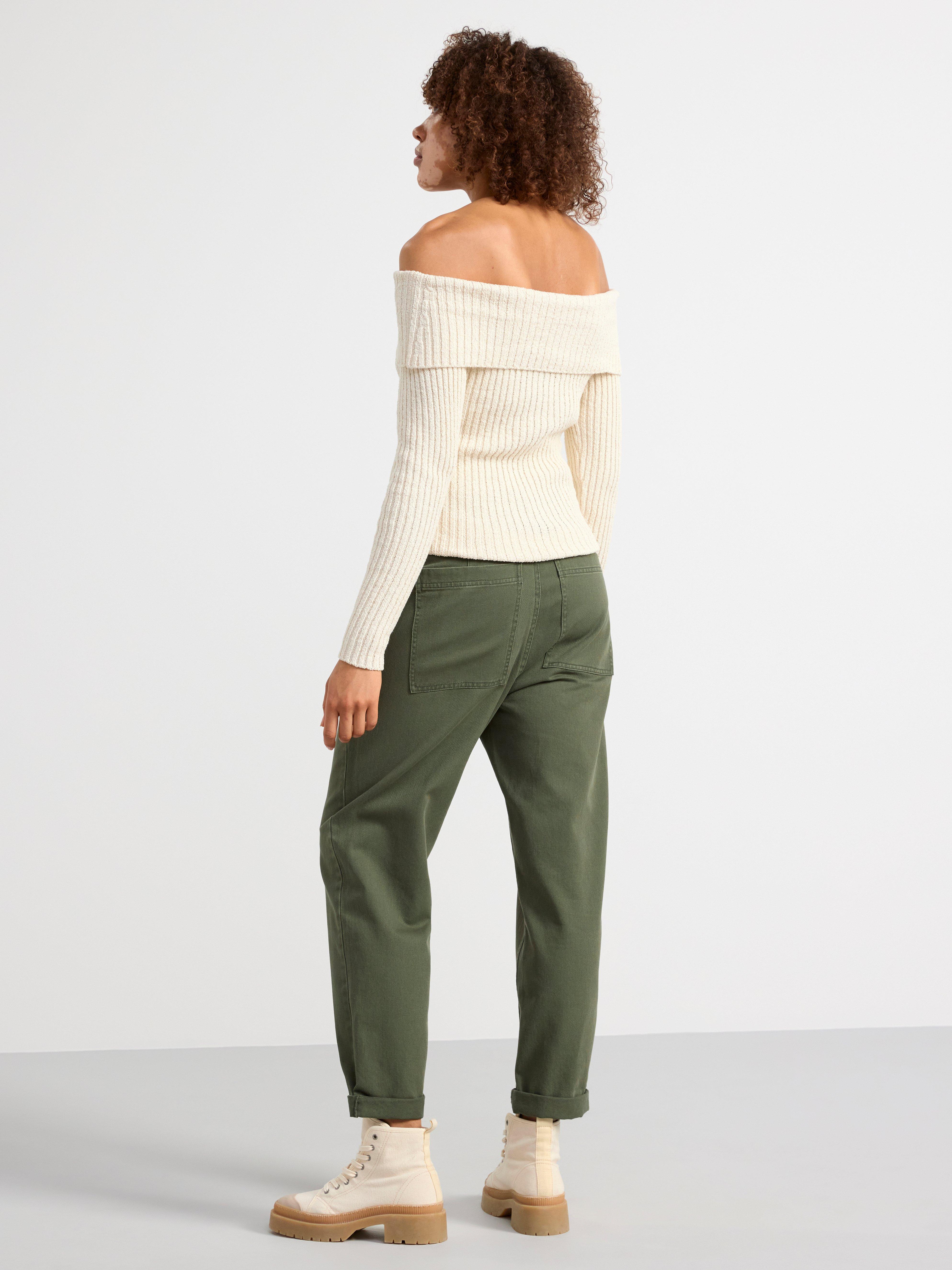 Topshop Off the Shoulder Rib Crop Top