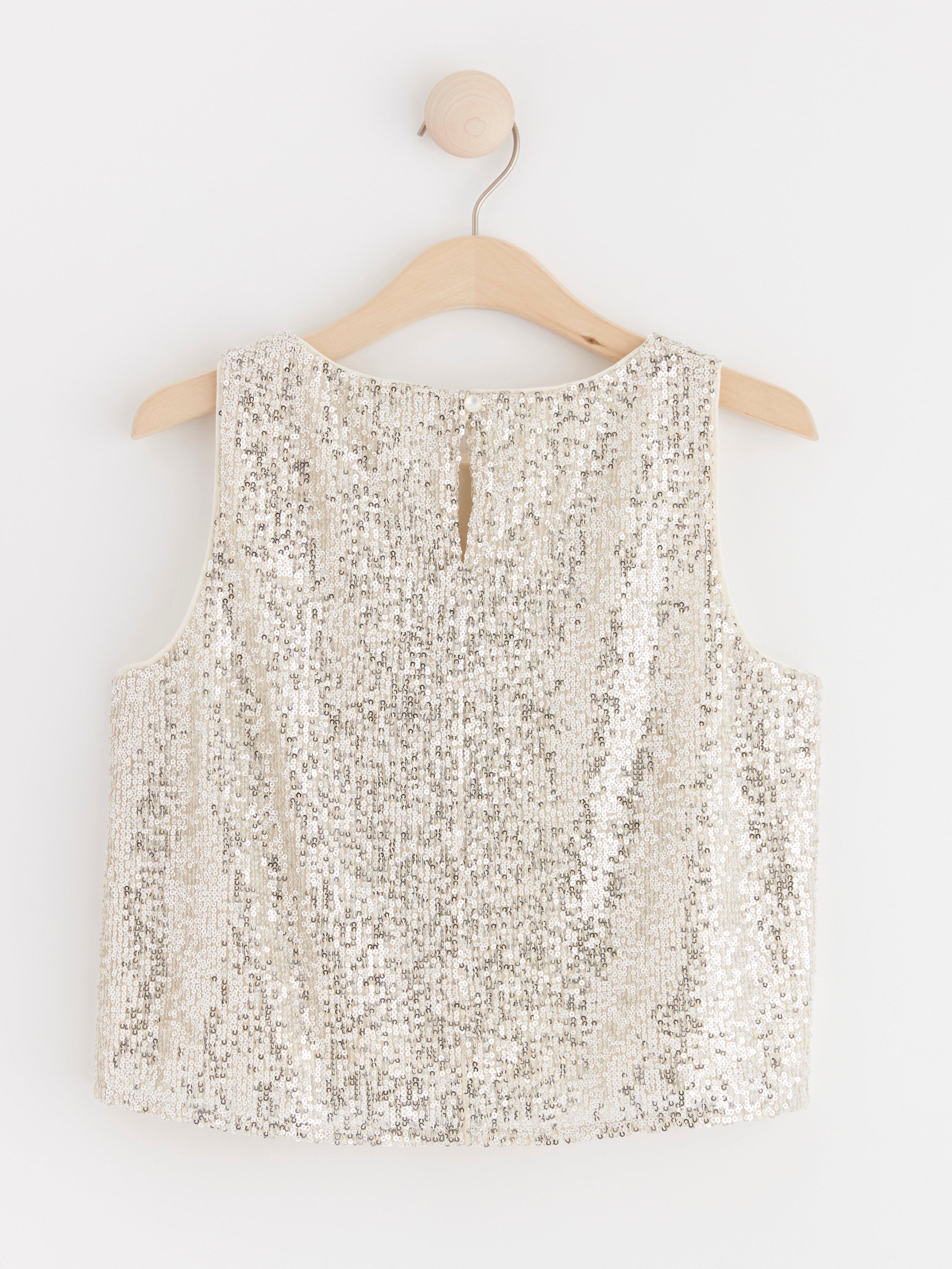 Sleeveless Sequin Crop Top