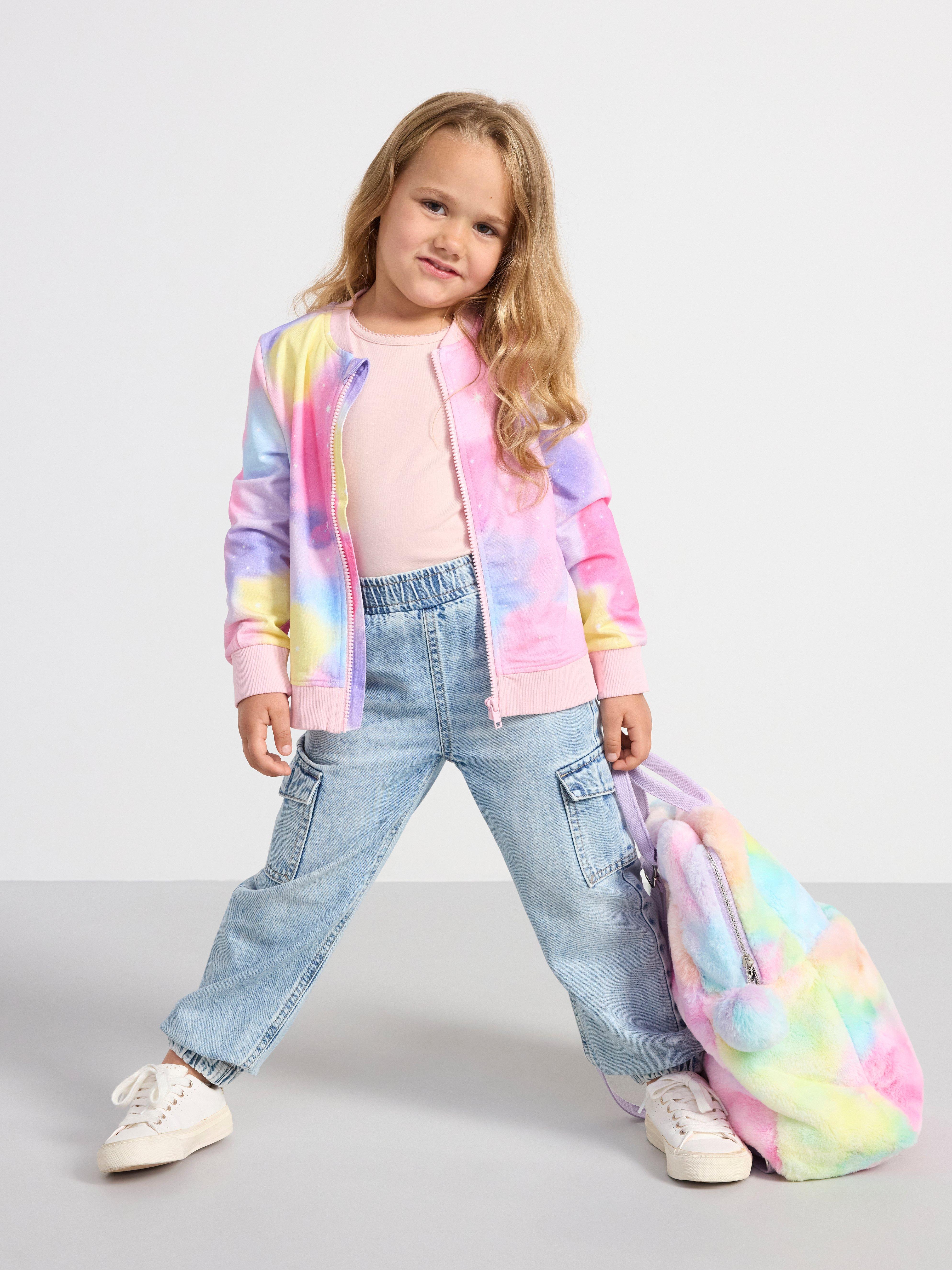 Tröja med dragkedja och regnbågsfärger