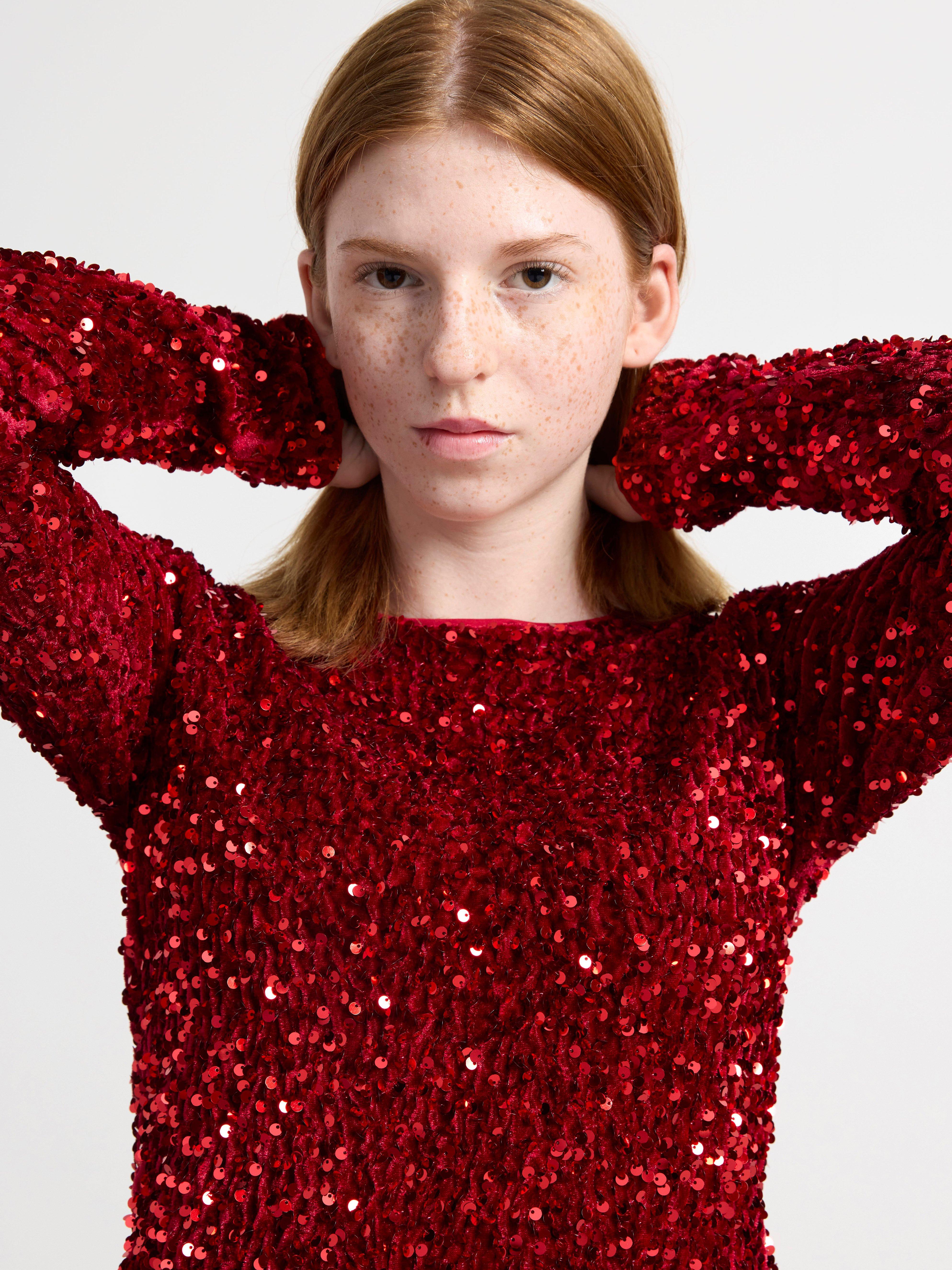 Red sequin sale long sleeve top