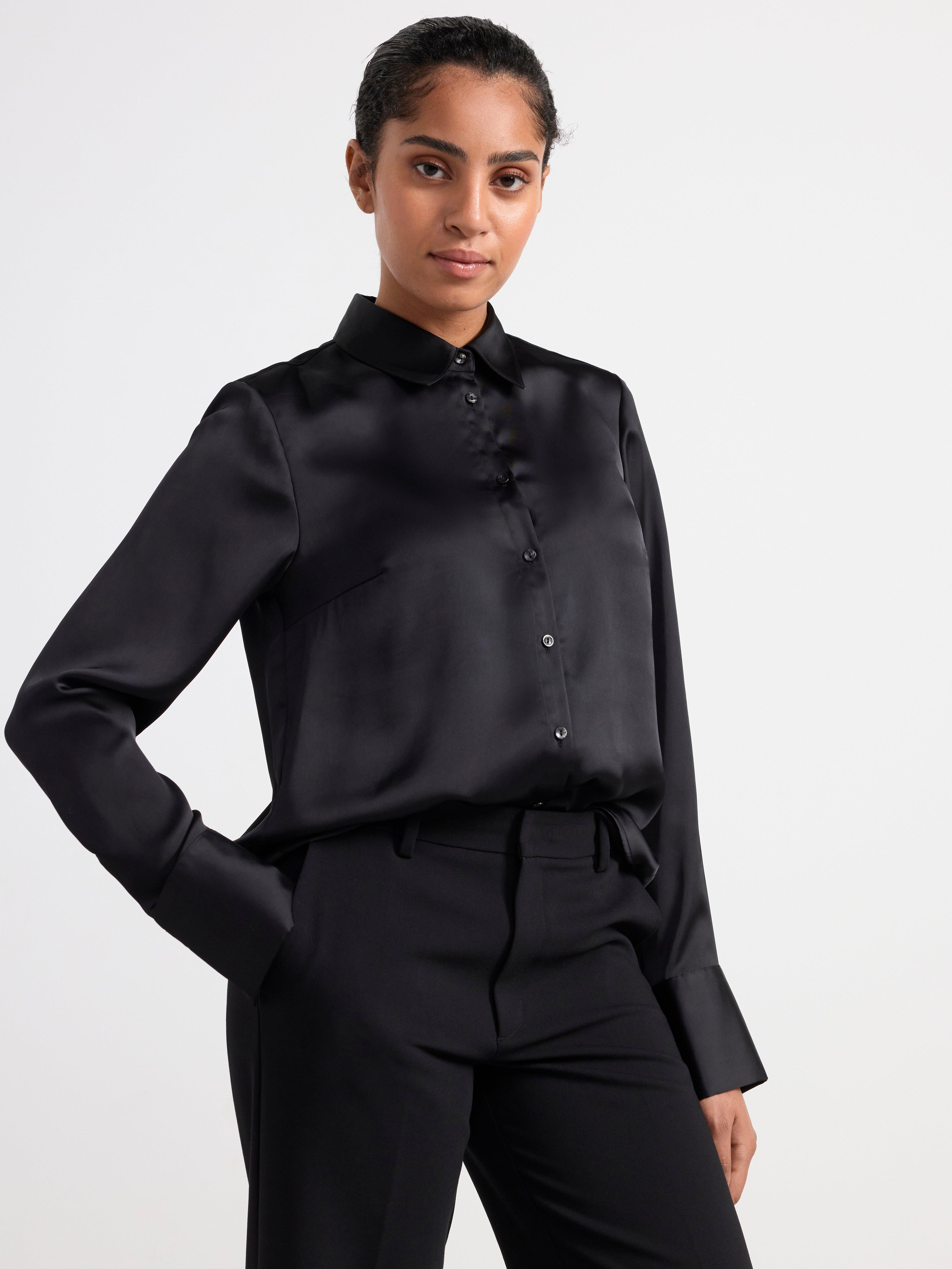 Black satin hot sale blouse uk