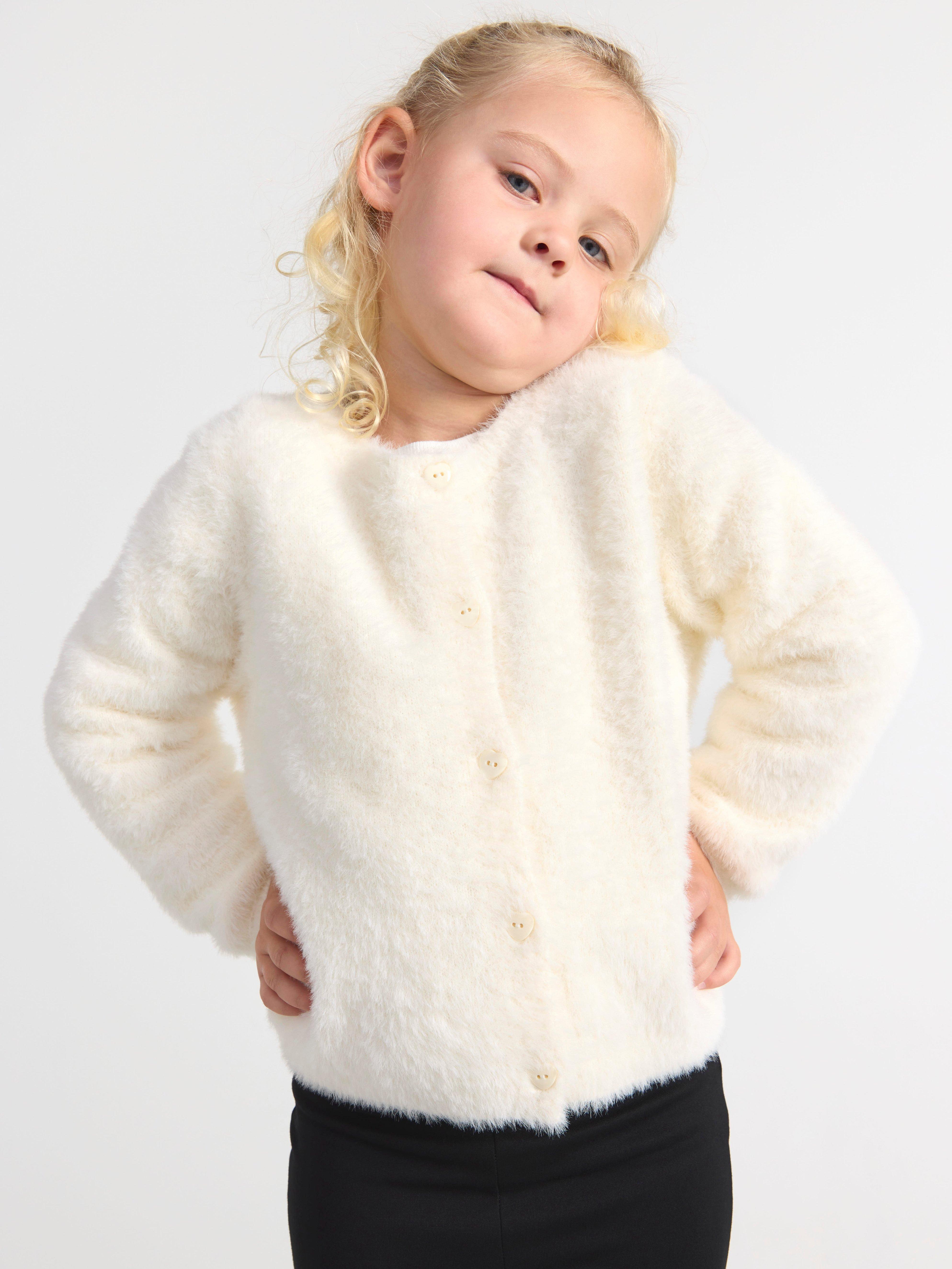 Girls white fluffy outlet cardigan