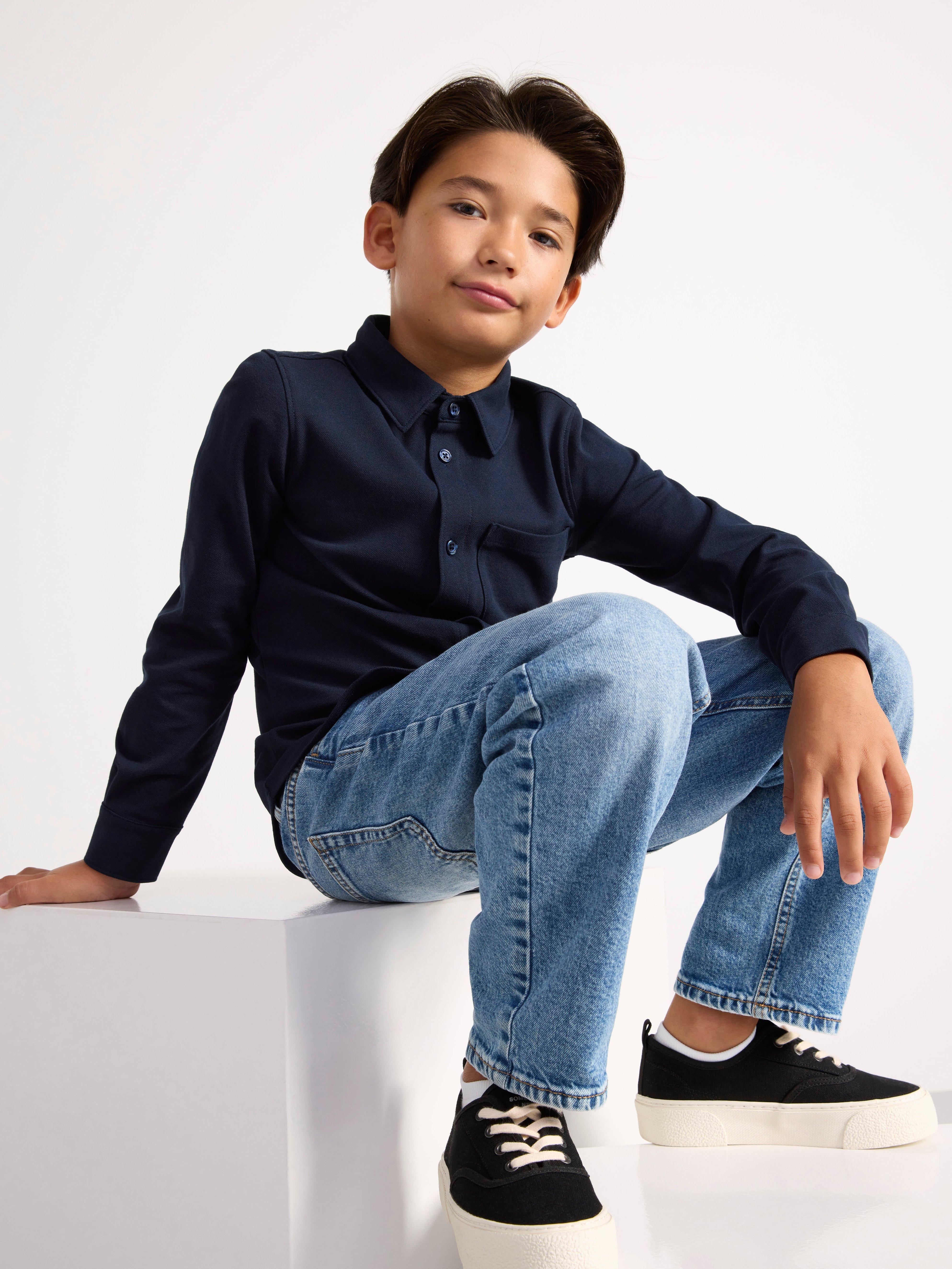 Långärmad trikåskjorta