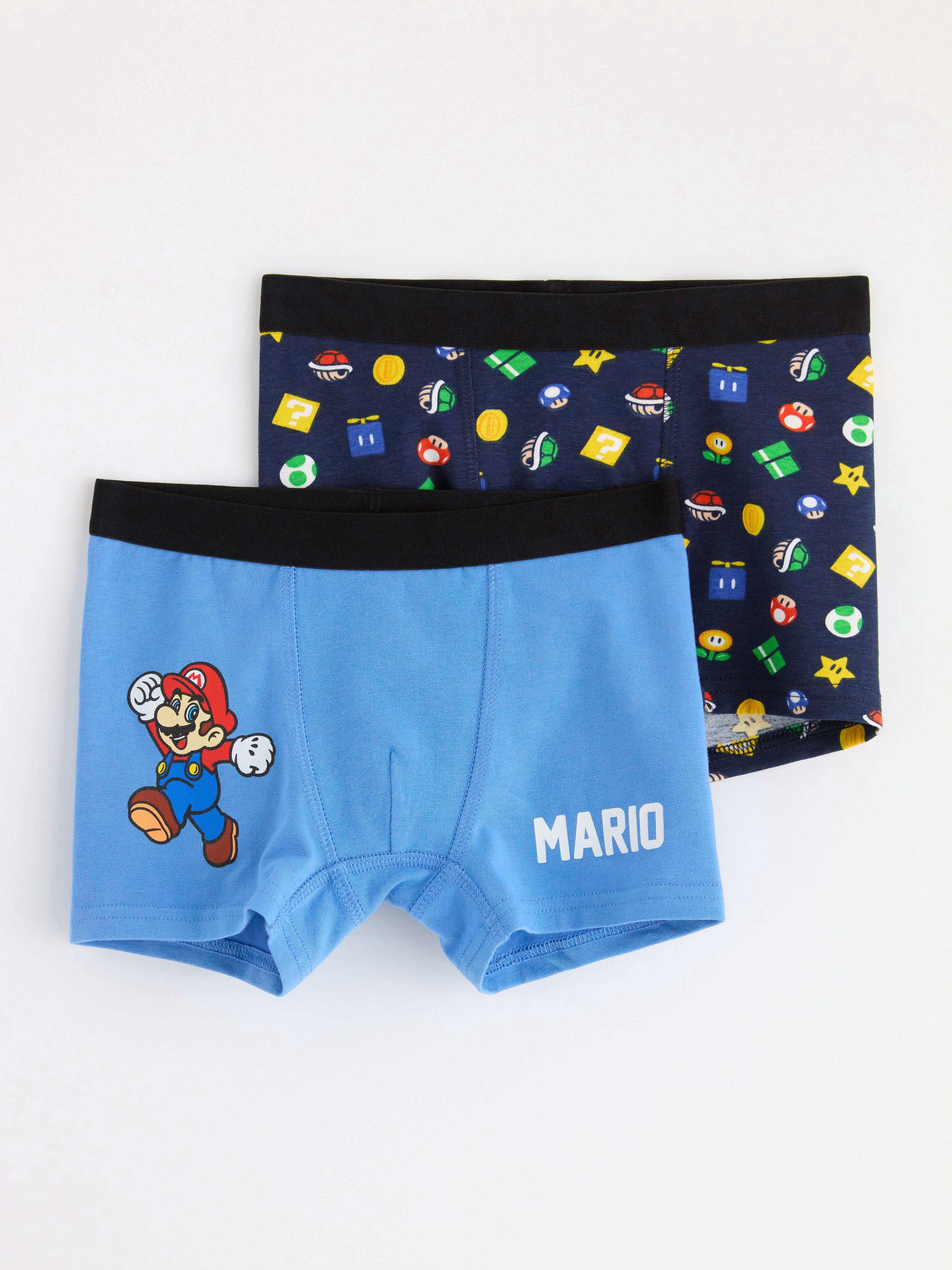 2-pack Boxer Shorts - Blue/Super Mario - Kids