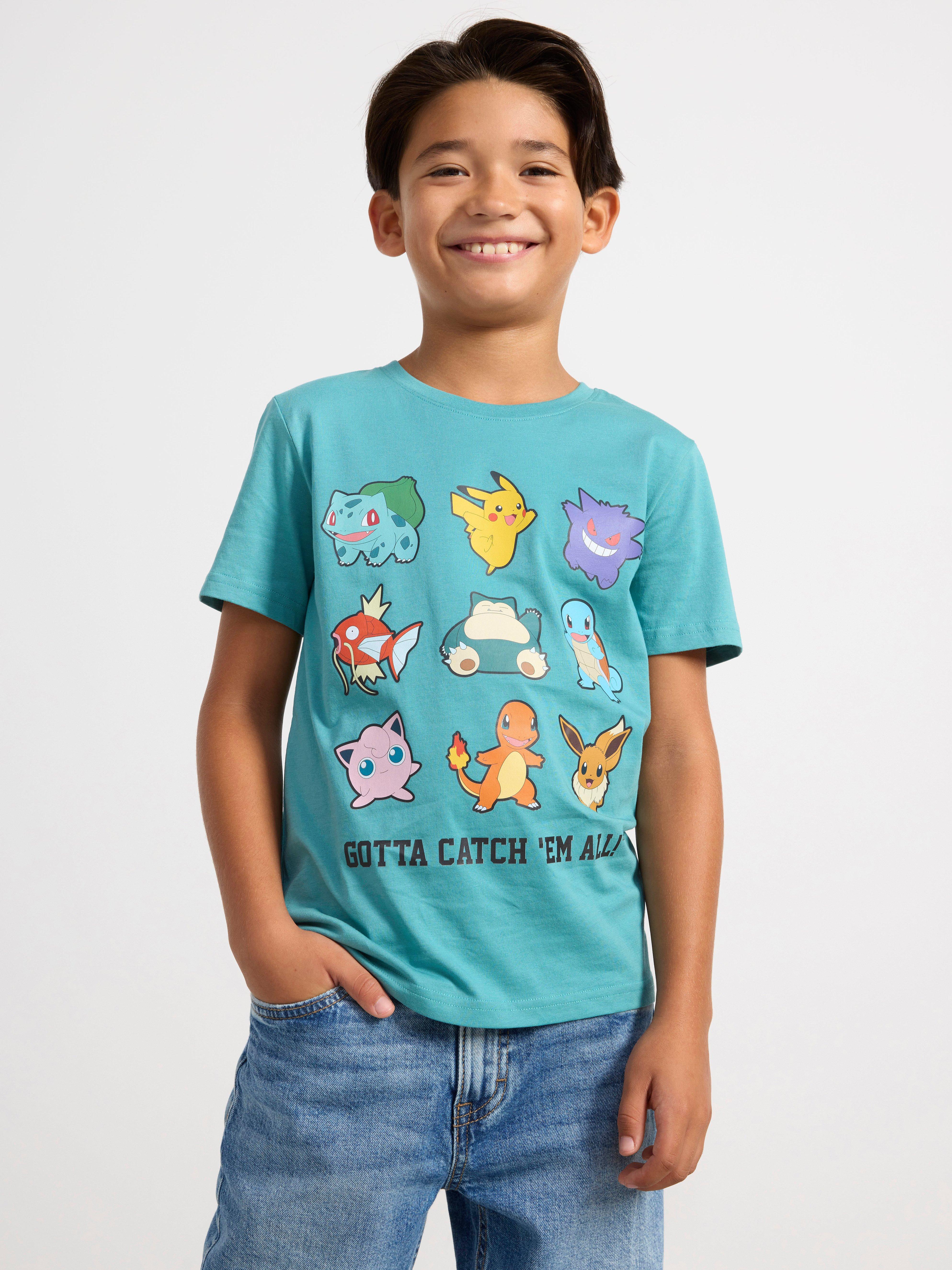 4-pack Printed T-shirts - Light turquoise/Pokémon - Kids