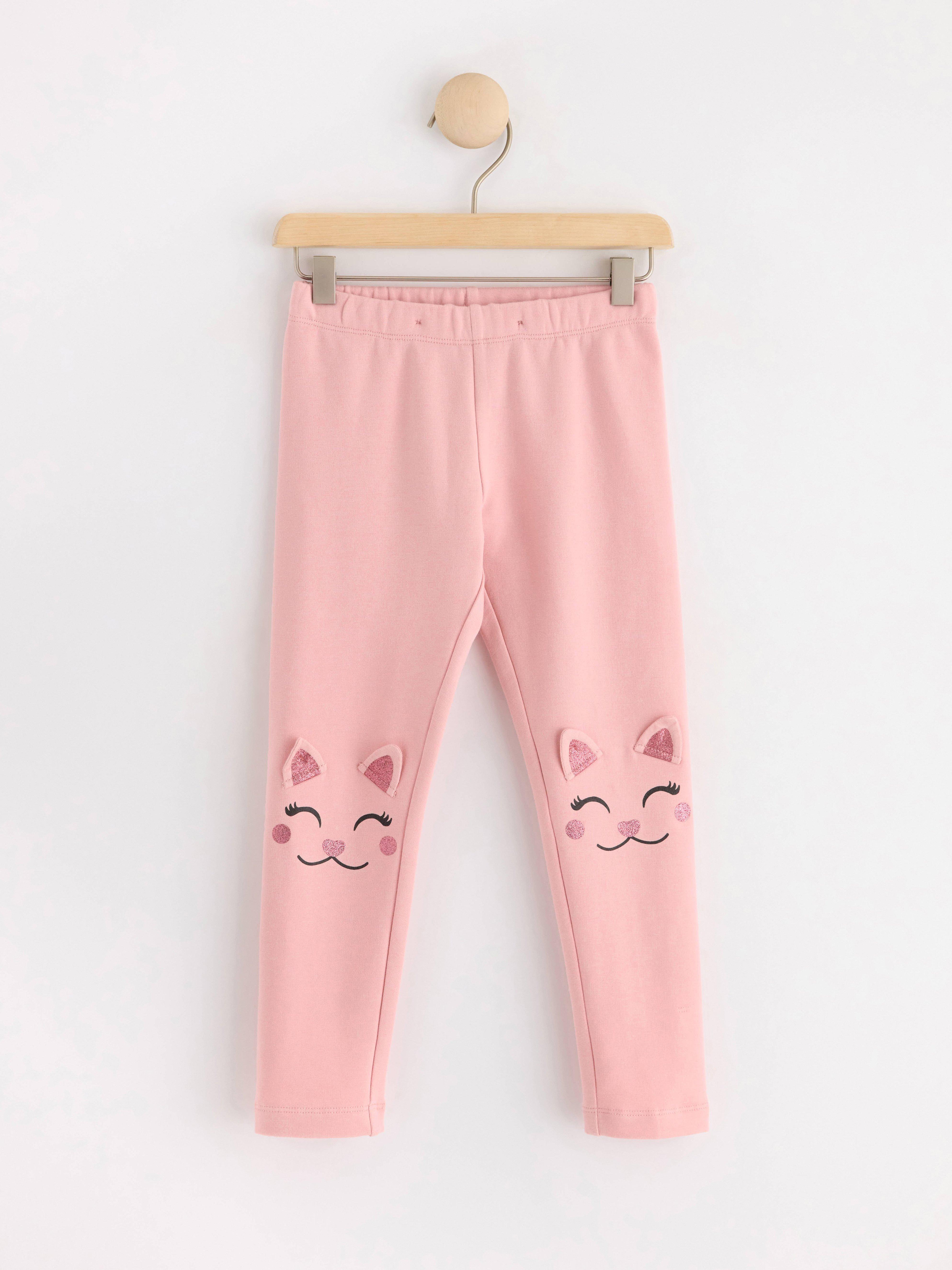 Brushed-inside leggings - Light pink/rabbit - Kids