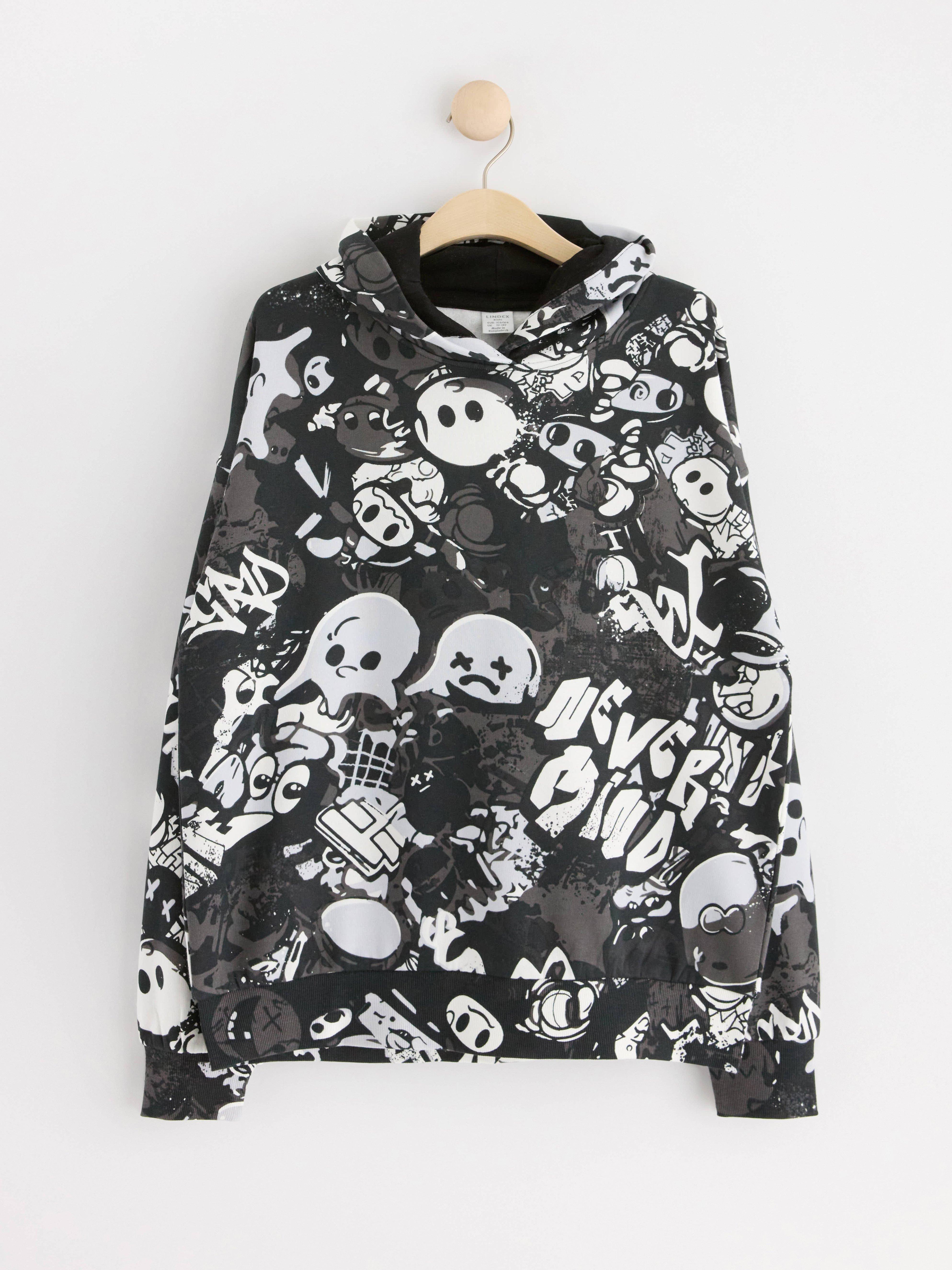 Hoodie med mönster