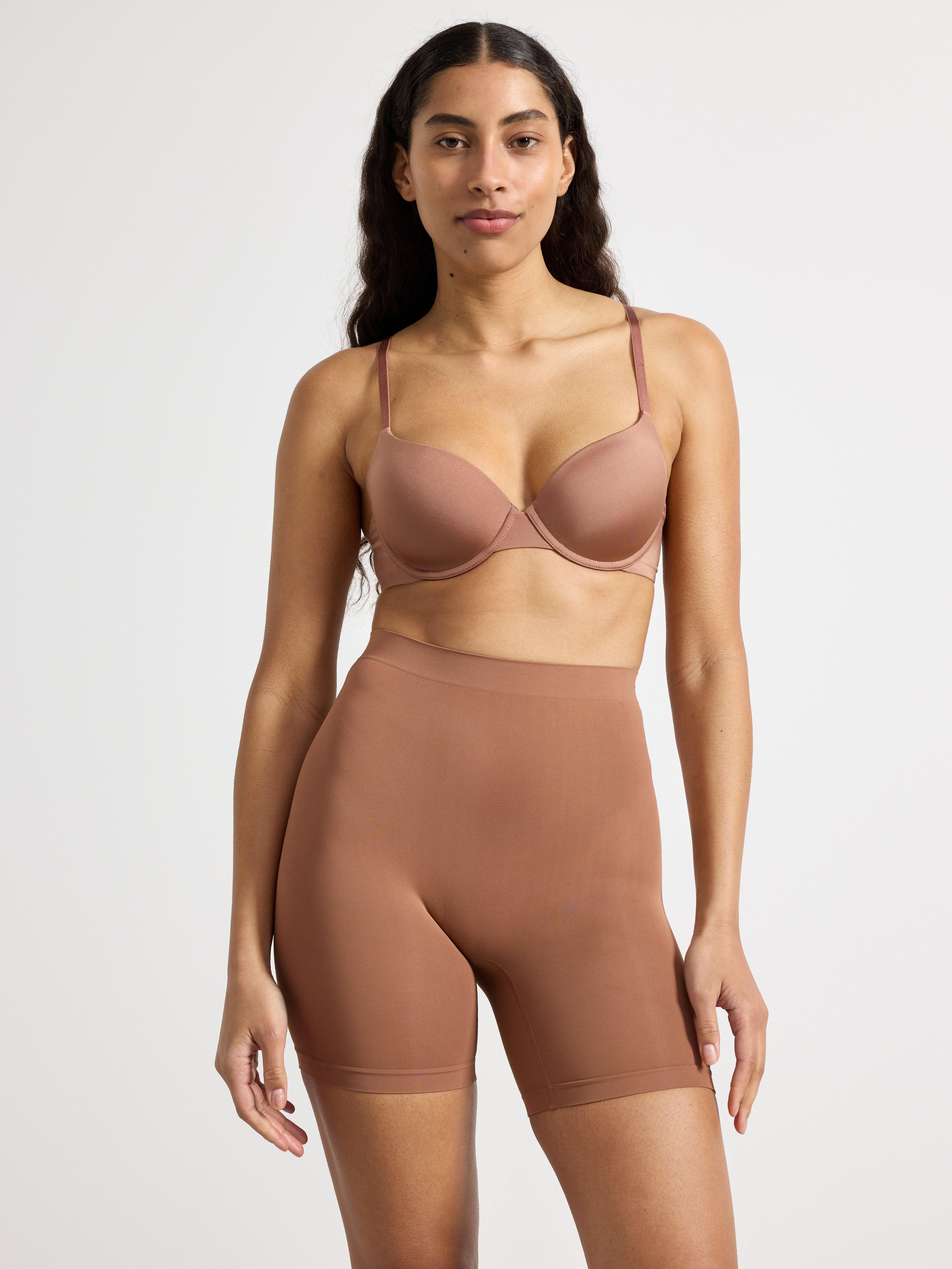 Seamless biker briefs with high waist