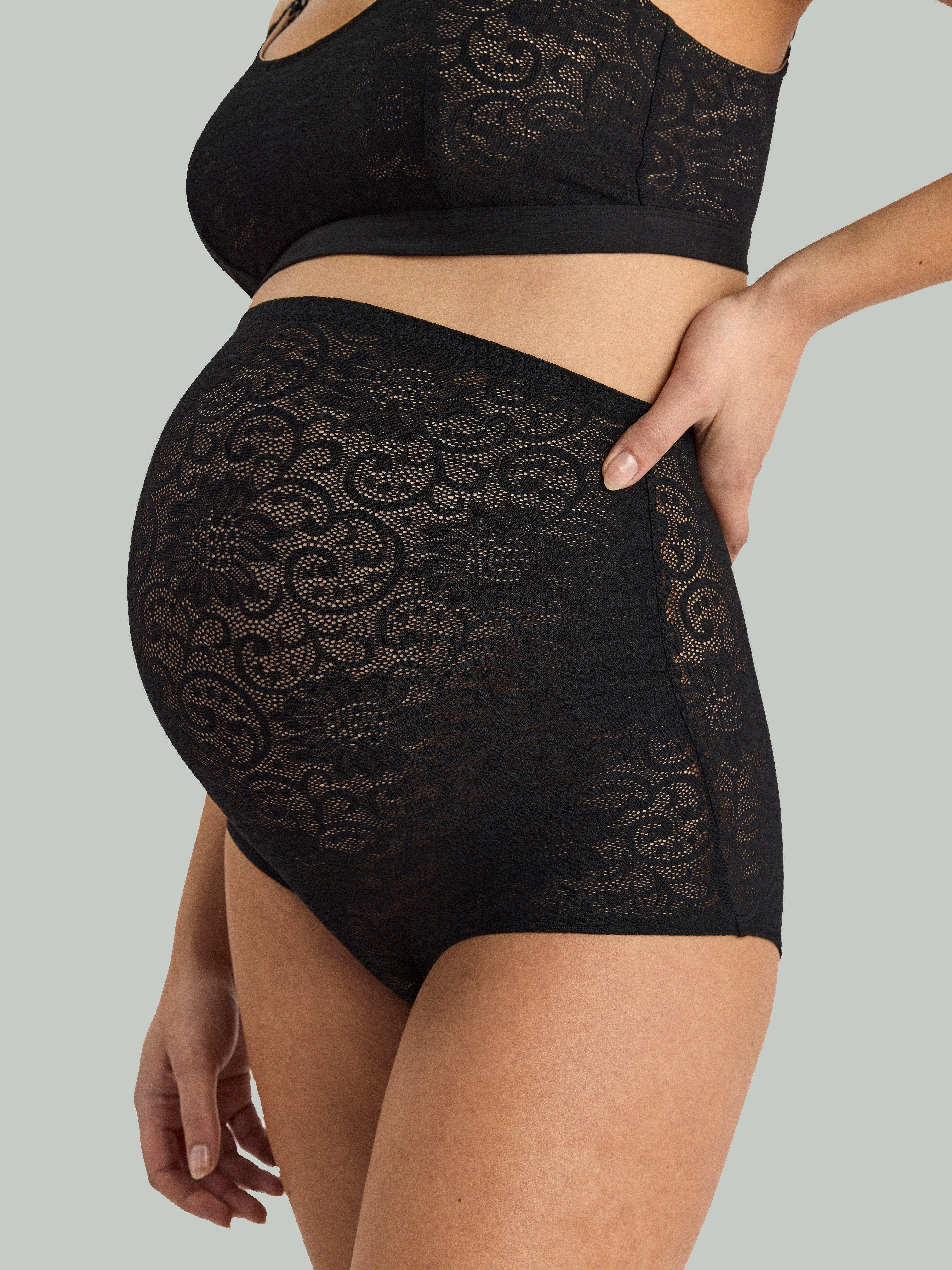 A woman wearing maternity knickers from Lindex.