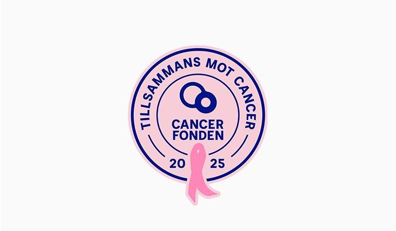 Illustration av Cancerfondens Rosa bandet logo.
