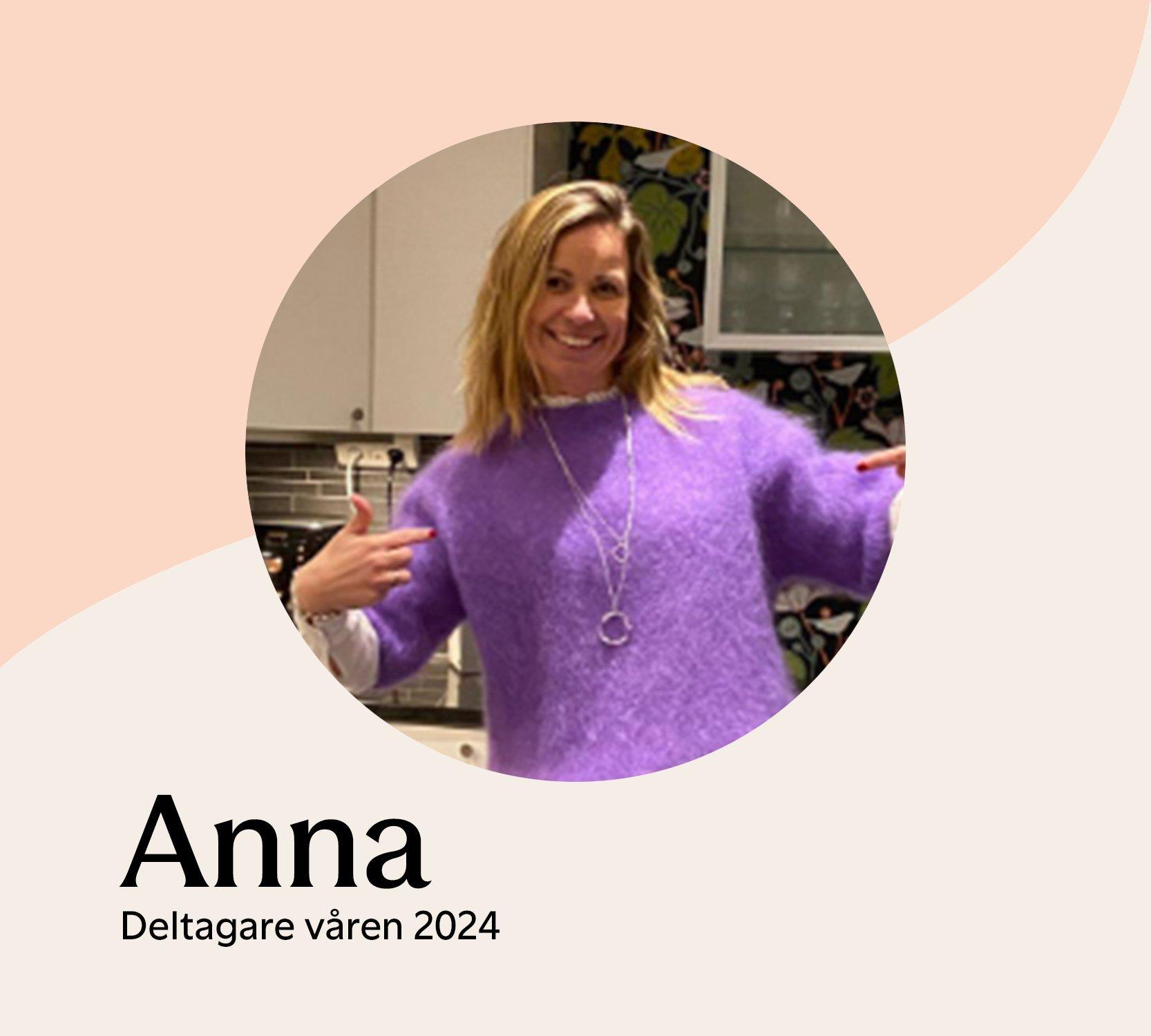 En referensbild på Anna som var deltagare våren 2024.