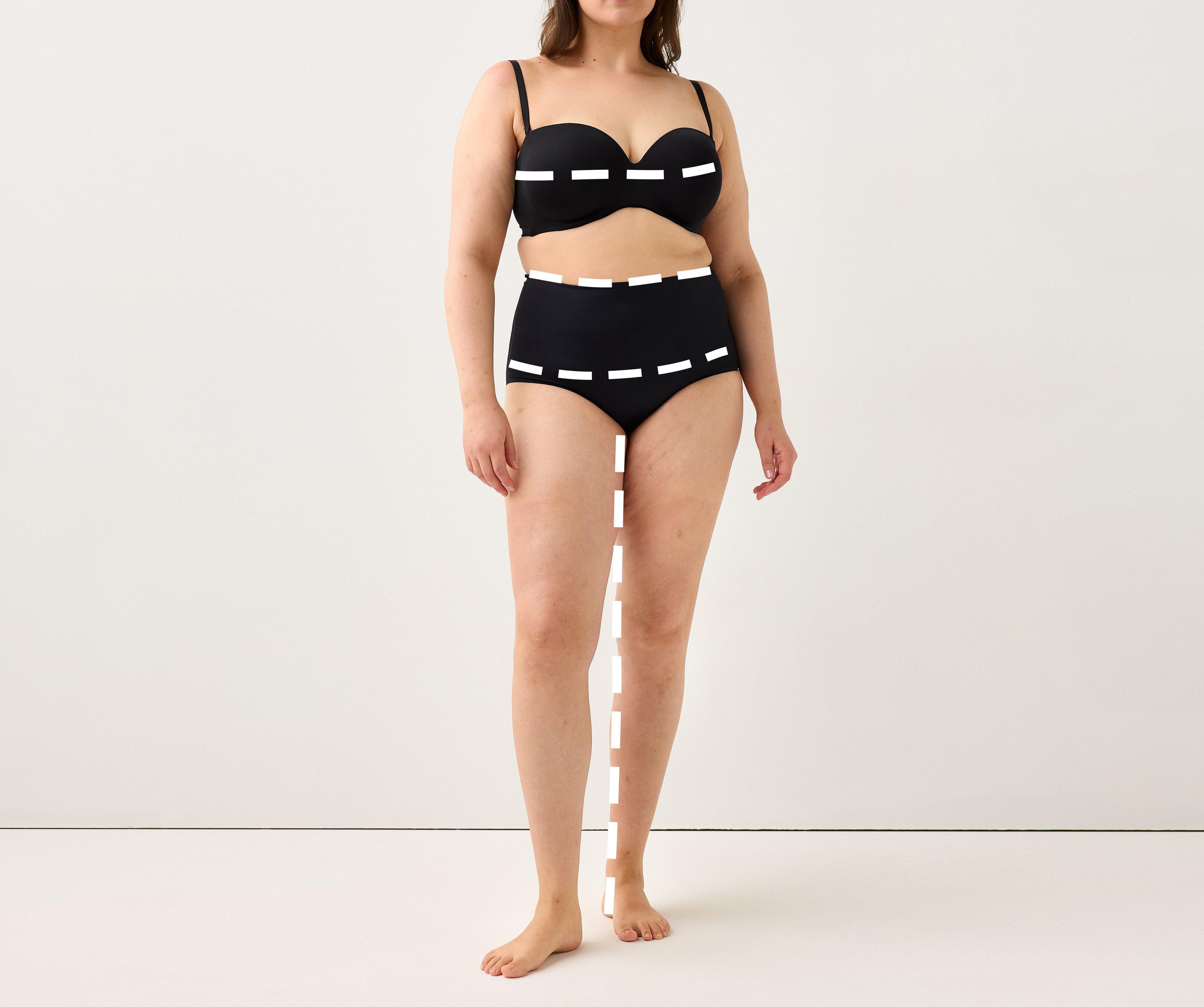 An image showing how to take measurements for women's clothing.