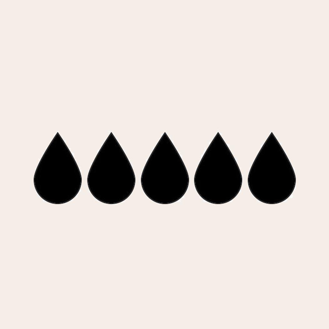 illustration of drops showing High that can absorb up to 40 ml of liquid