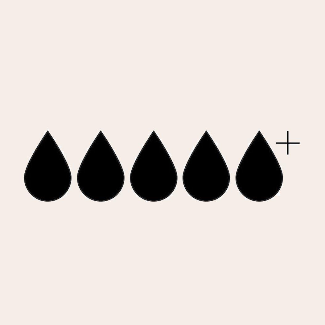 illustration of drops showing Super that can absorb up to 50 ml of liquid