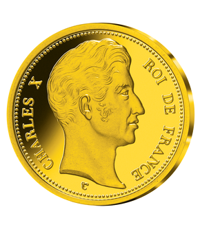 Frappe en argent doré à l'or pur «100 Francs Charles X 1824» 
