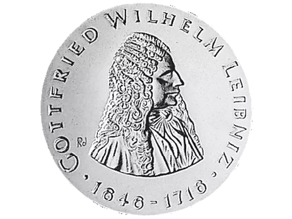 Silbermünze mit Gottfried Wilhelm Leibniz