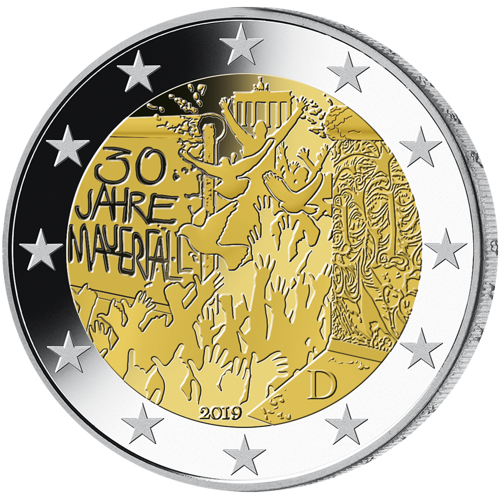 2 Euro Münze Frankreich 30 Jahre Mauerfall 2019 ST münzengünstiger.de