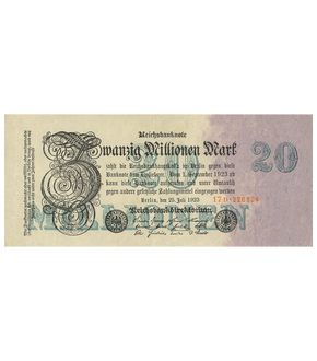 Die erste 20-Millionen-Mark-Banknote Deutschlands