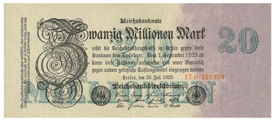 Verschenken Sie Millionen − 20-Millionen-Mark Banknote 1923